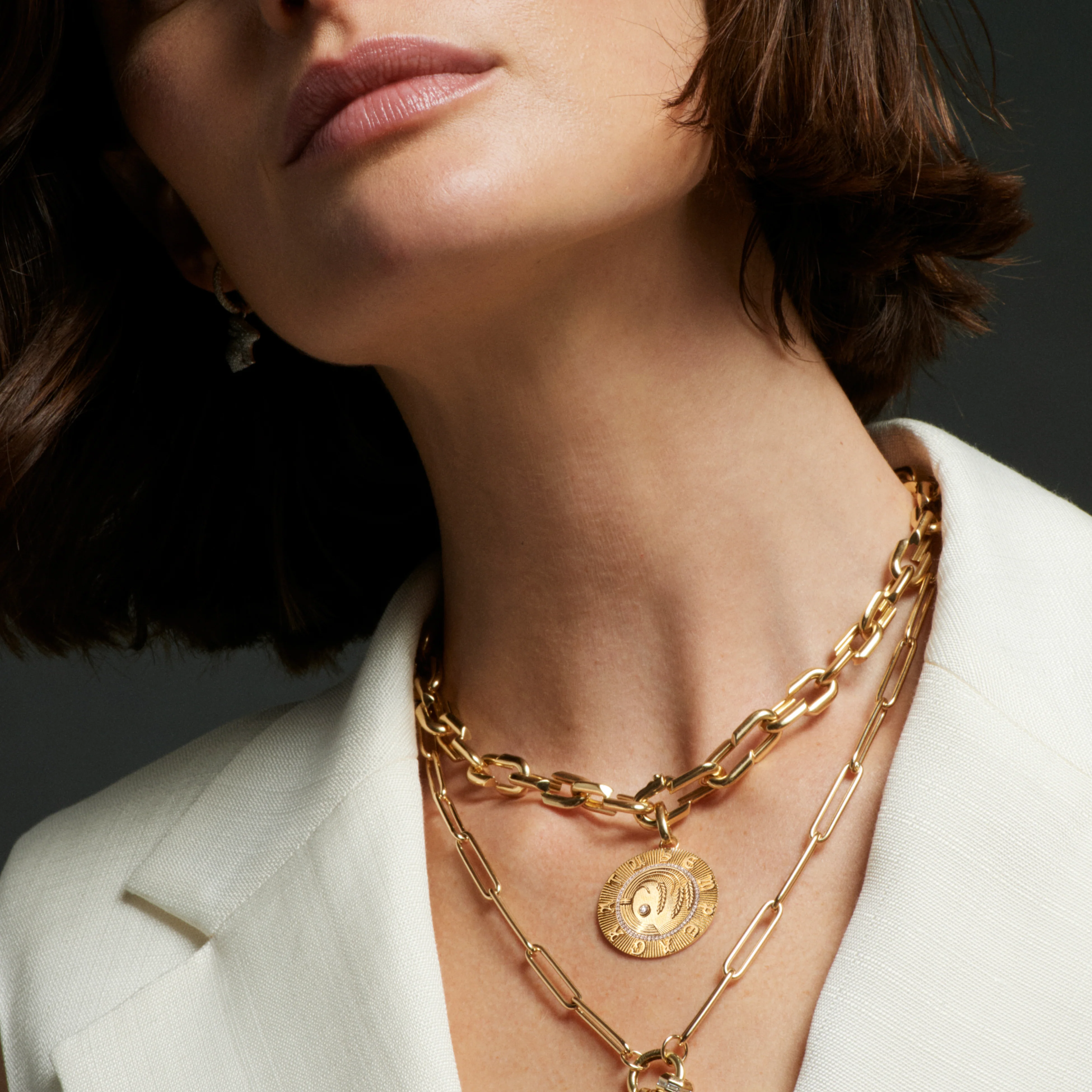 Infinite Gratitude | Braided Wheat Medium Strong Hearts Love Link Necklace | Diamonds, Yellow Gold - Image 2
