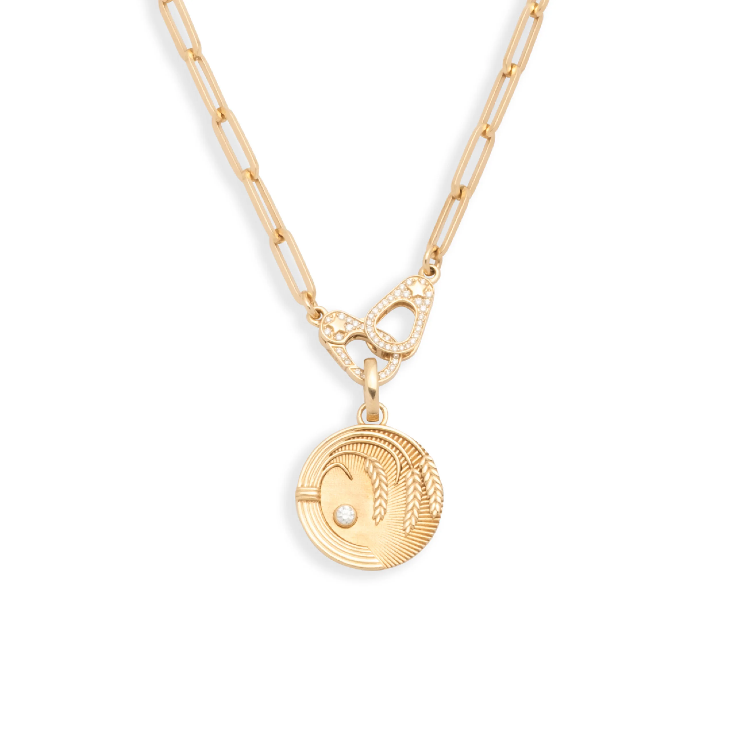 Infinite Gratitude | Braided Wheat Medium Clip Necklace with Sister Hooks | Diamonds, Yellow Gold