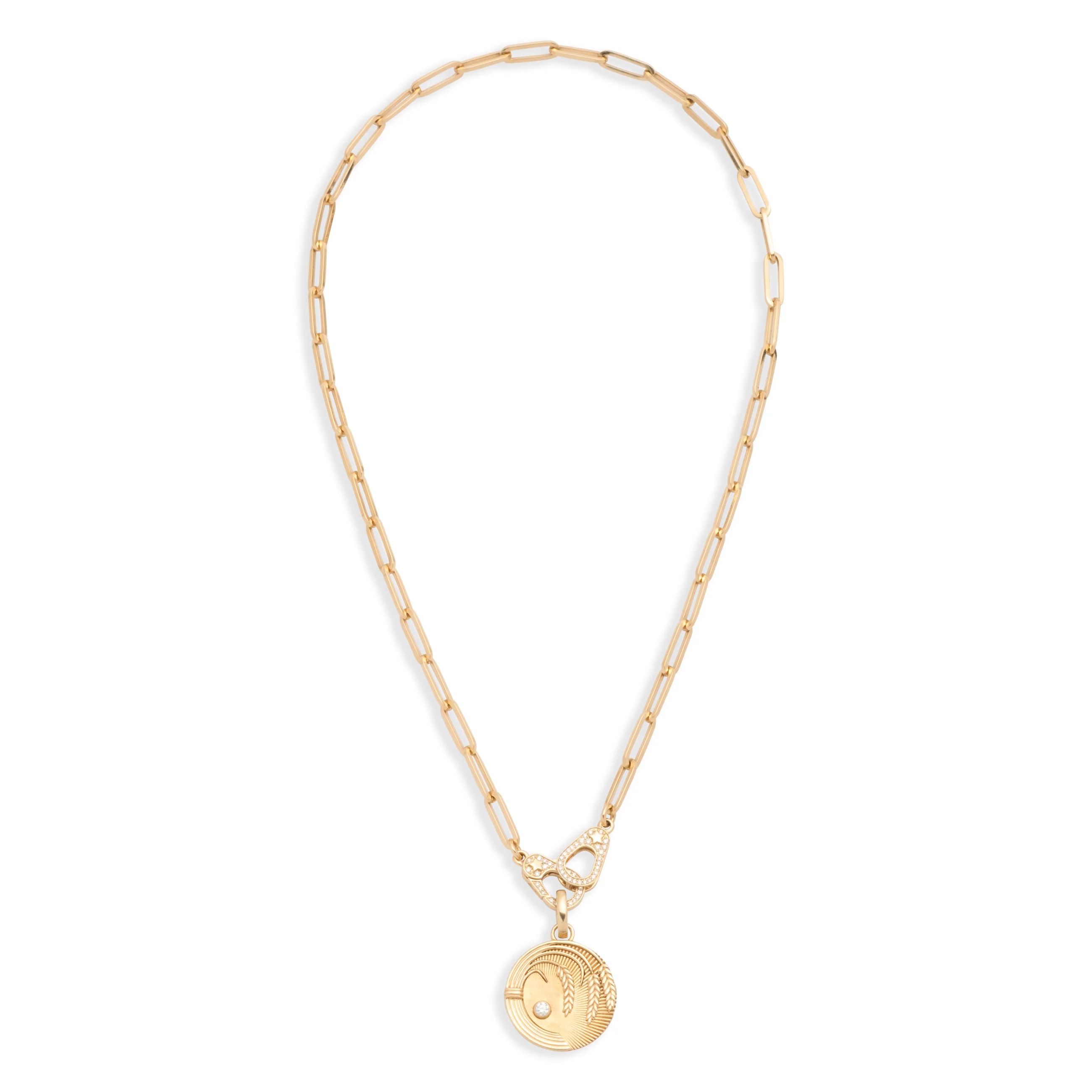 Infinite Gratitude | Braided Wheat Medium Clip Necklace with Sister Hooks | Diamonds, Yellow Gold - Image 3