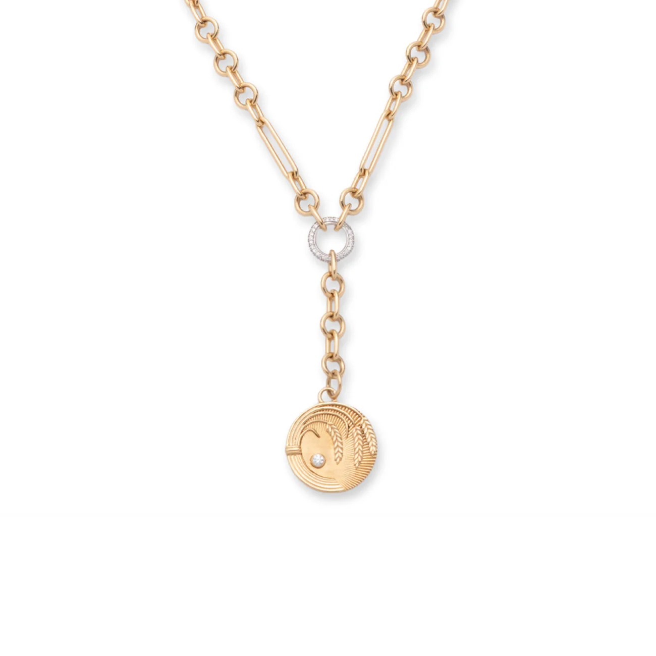 Infinite Gratitude | Braided Wheat Small Mixed Clip Extension Necklace | Diamond, Yellow Gold - Image 4