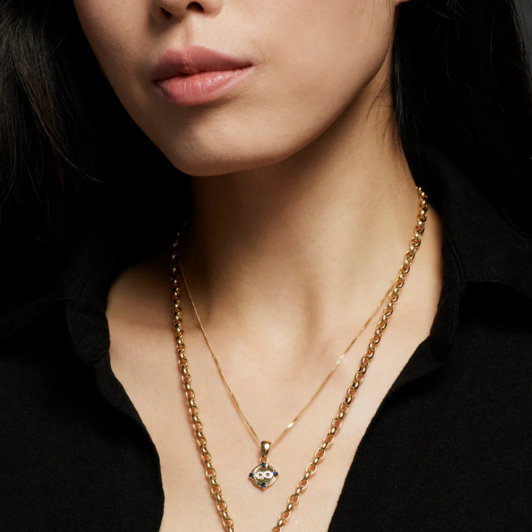 Infinite Gratitude | Braided Wheat Infinity Fine Diamond Cut Curb Necklace | Diamonds, Blue Sapphire, Yellow Gold - Image 2
