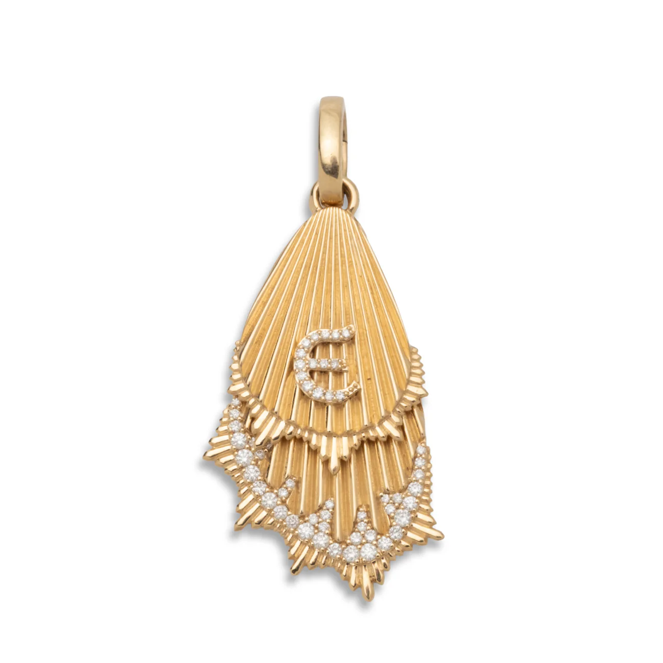 Personalized - Reverie | Initial Butterfly Wings Large Pendant | Diamonds, Yellow Gold
