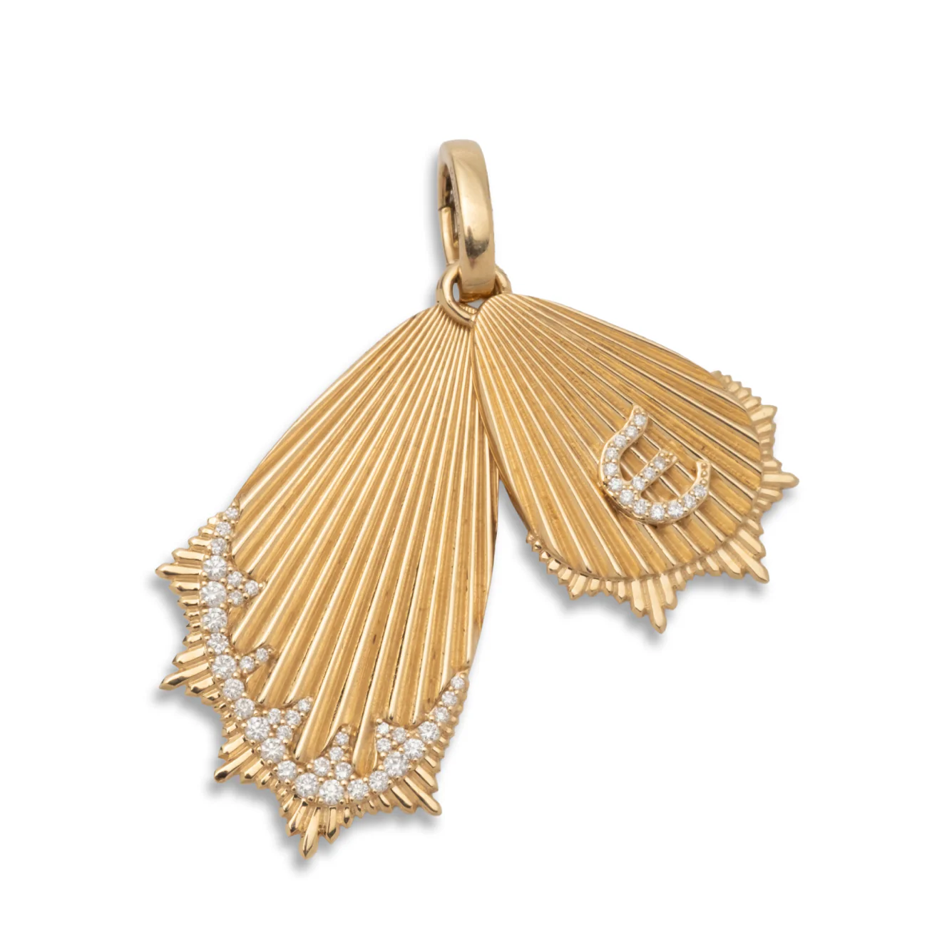 Personalized - Reverie | Initial Butterfly Wings Large Pendant | Diamonds, Yellow Gold - Image 3