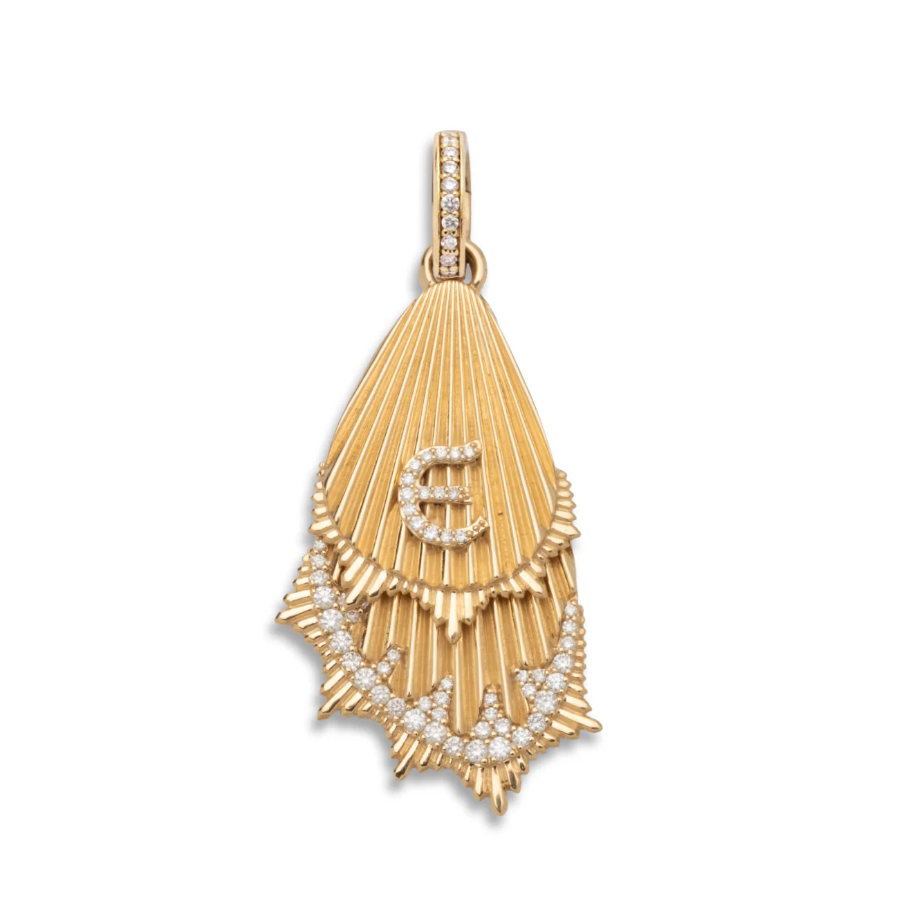 Personalized - Reverie | Initial Butterfly Wings Large Pendant | Diamonds, Yellow Gold - Image 4
