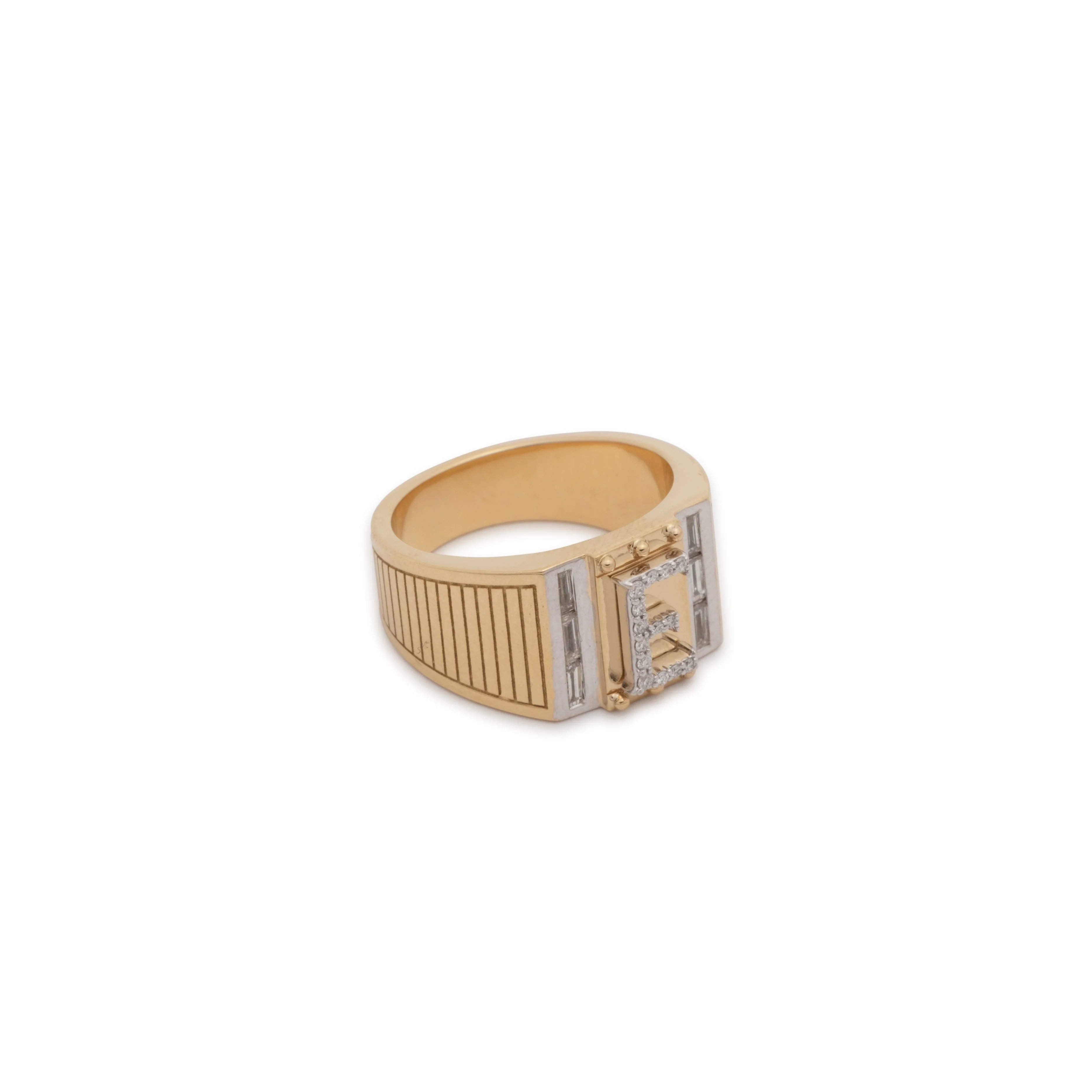 Personalized - True Love | Lovestruck Pierced Initial Pinky Ring | Diamonds, Yellow Gold - Image 4