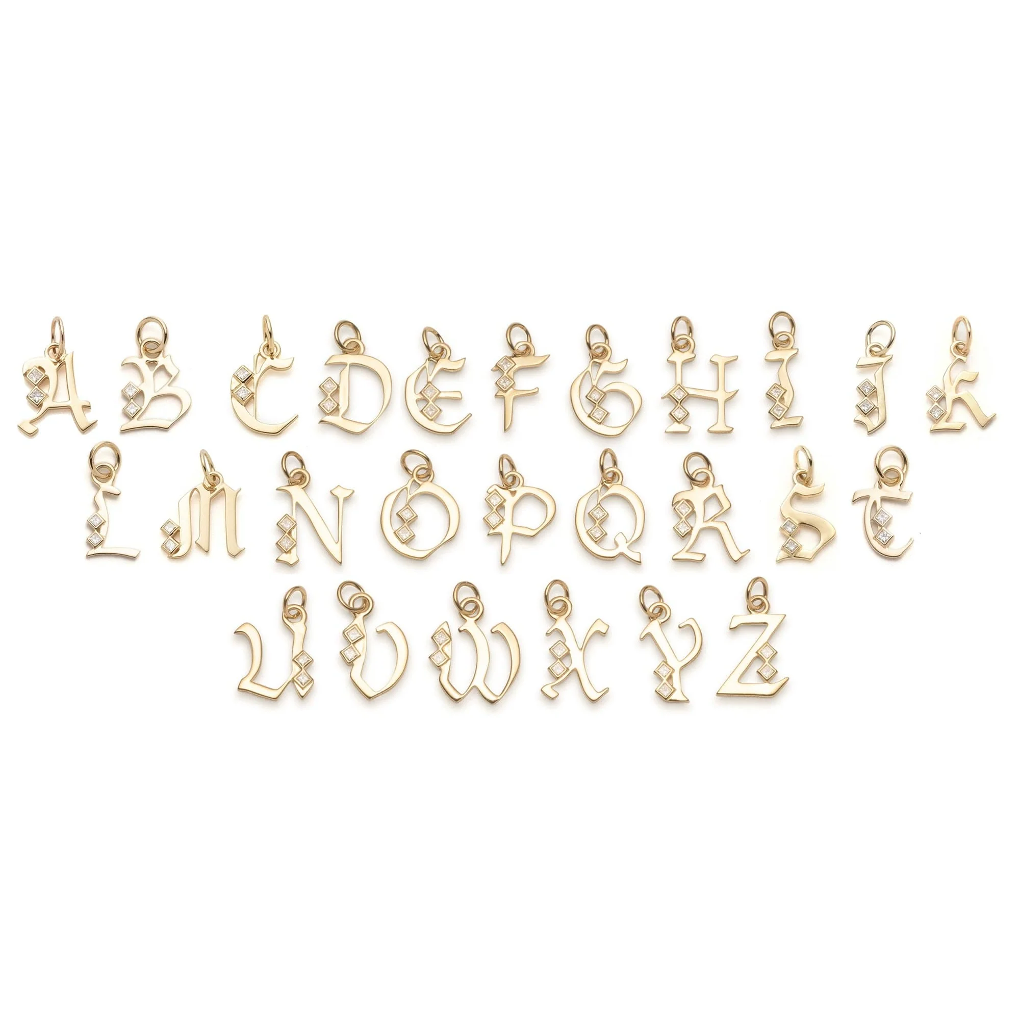 Personalized - Foundation | Square Cut Diamond Initial Pendant | Diamonds, Yellow Gold - Image 2