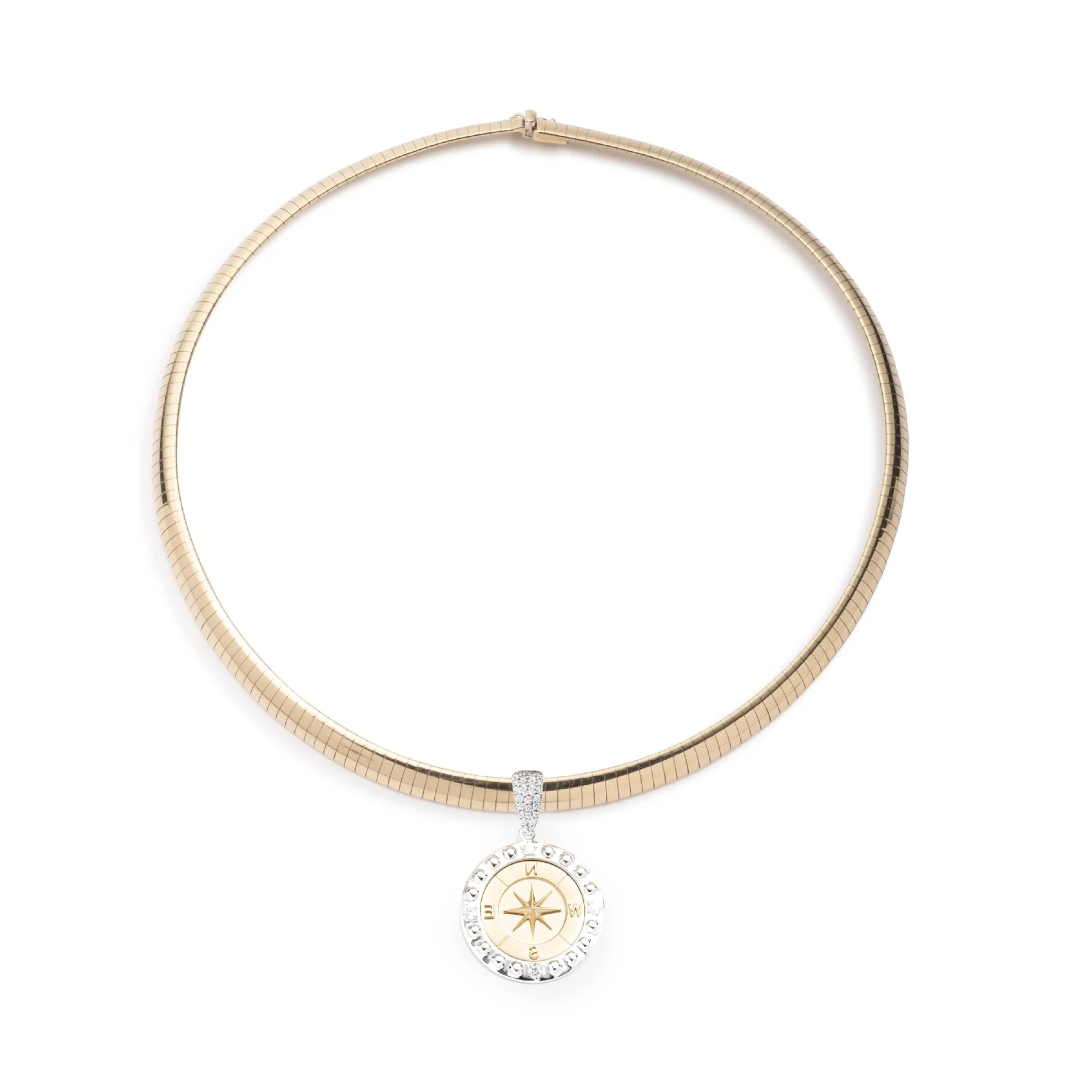 Internal Compass | Medium Sleek Collar Necklace | Diamonds, Mixed Gold - Image 3