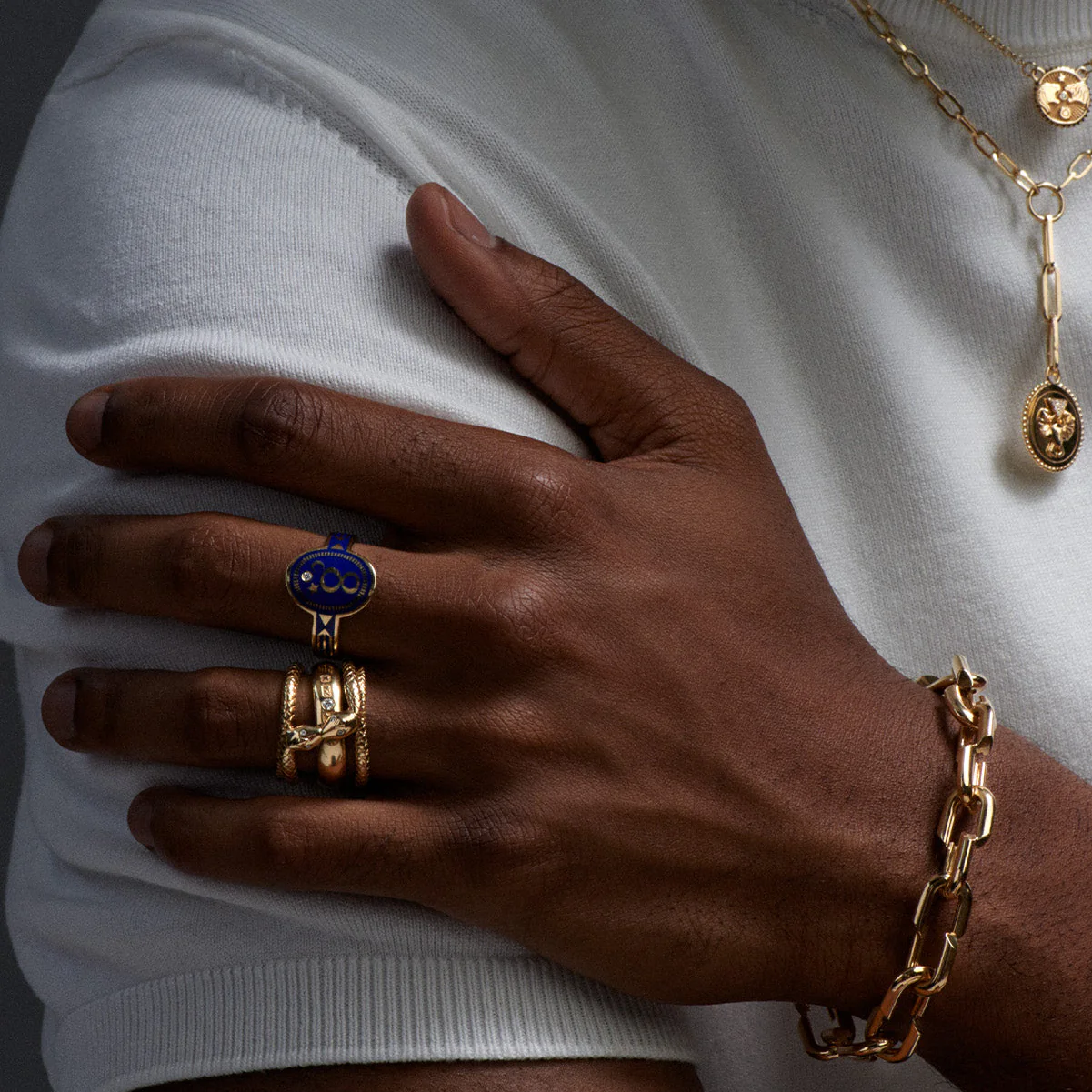 Infinite Gratitude | Cigar Band | Blue Ceramic, Diamond, Yellow Gold - Image 2