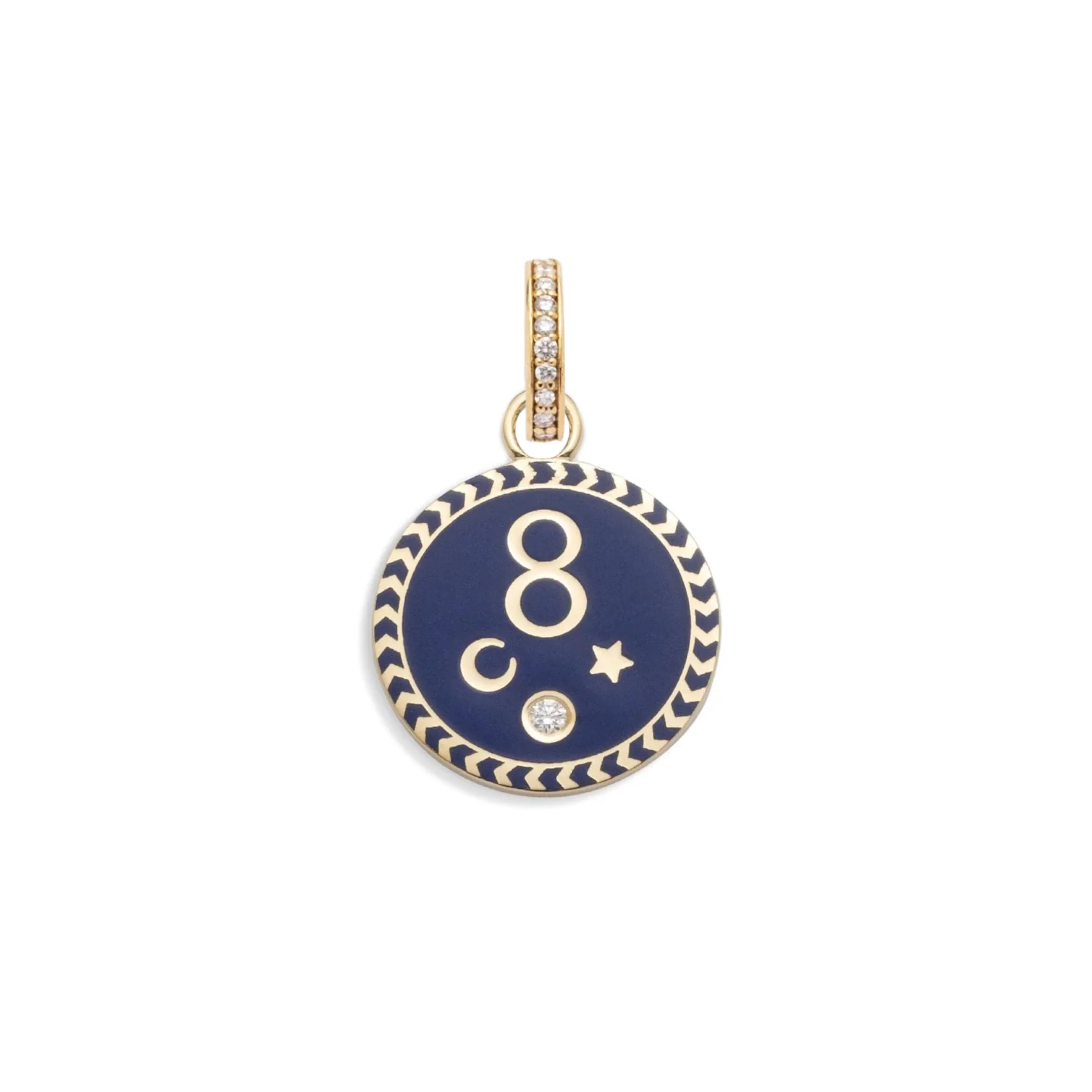 Infinite Gratitude | Ceramic Karma Baby Medallion | Blue Ceramic, Diamond, Yellow Gold - Image 3
