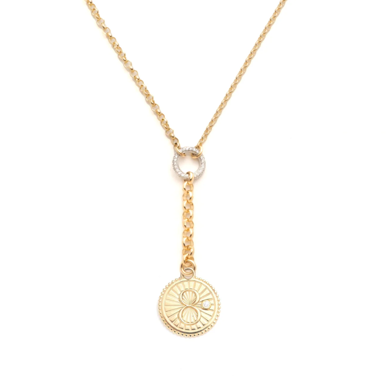 Infinite Gratitude | Karma Small Mixed Belcher Extension Necklace | Diamond, Yellow Gold - Image 3