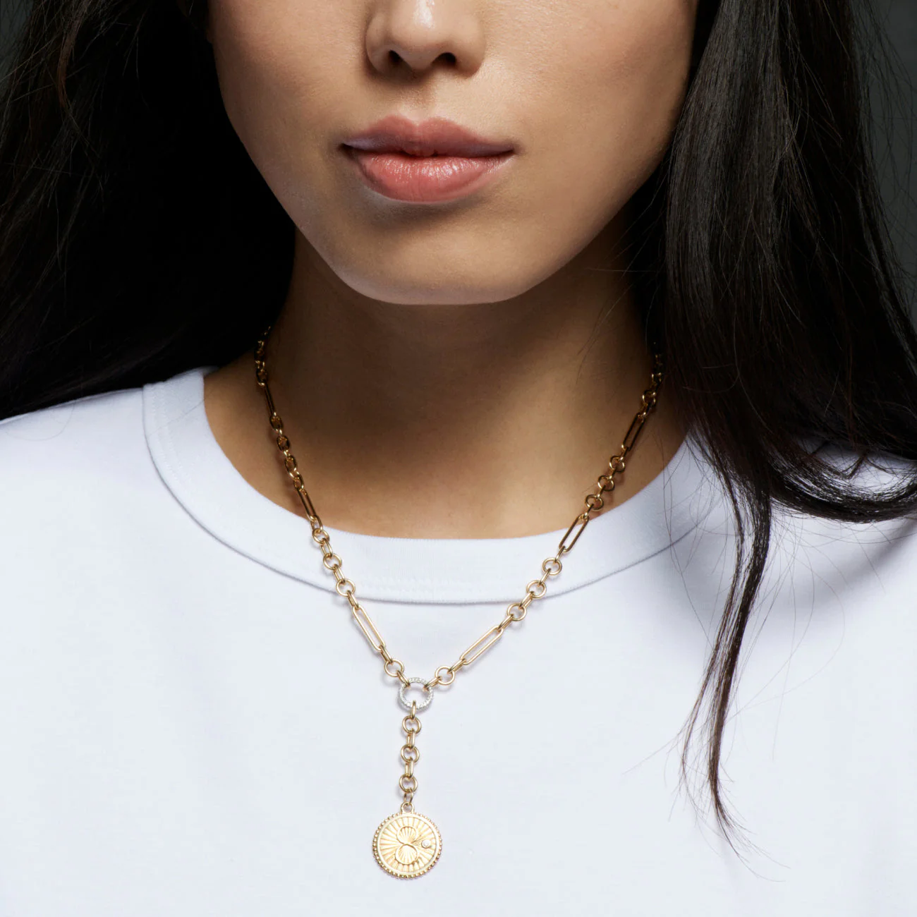 Infinite Gratitude | Karma Small Mixed Clip Extension Necklace | Diamond, Yellow Gold - Image 2