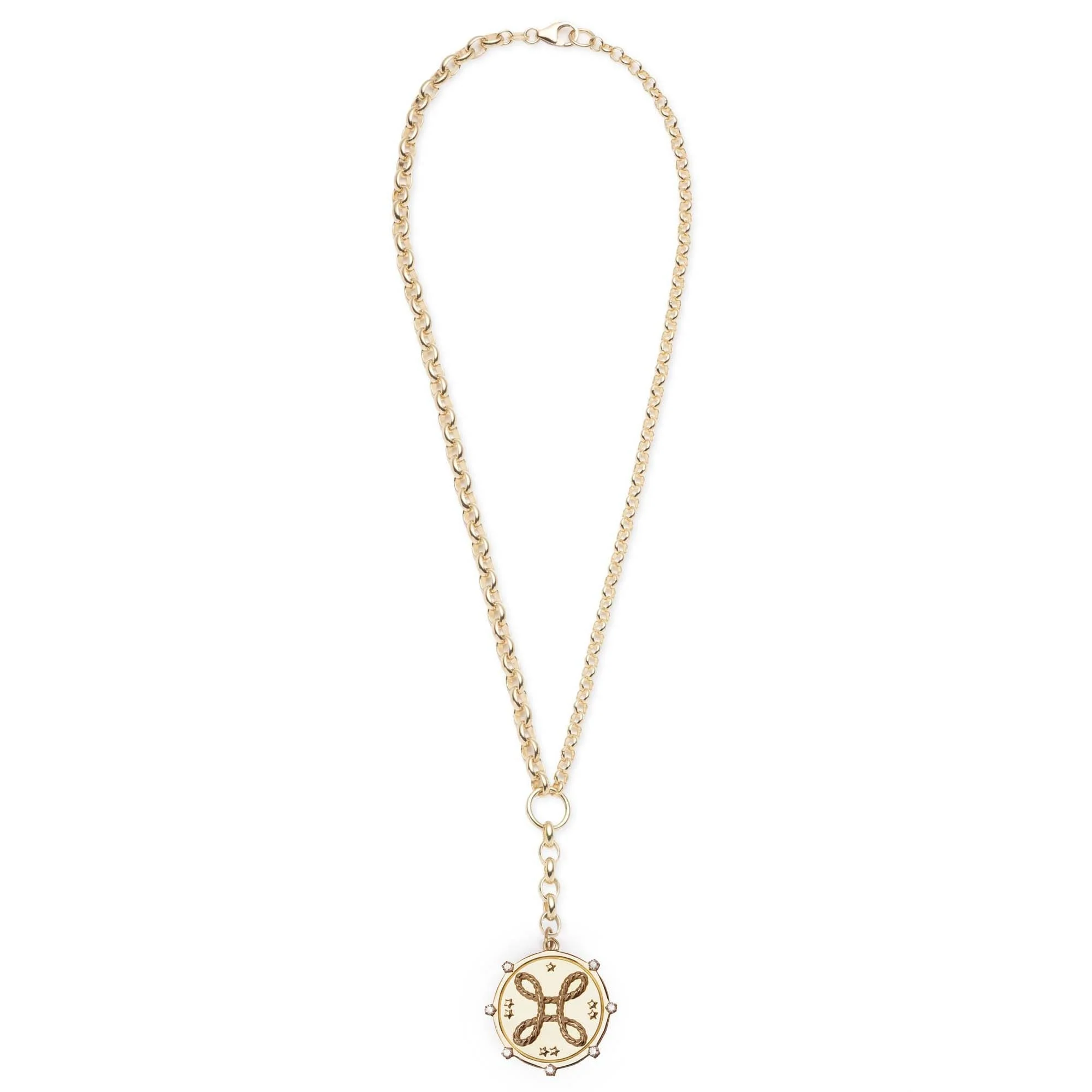 True Love | Love Knot Heavy Mixed Belcher Extension Necklace | Diamonds, Yellow Gold - Image 4