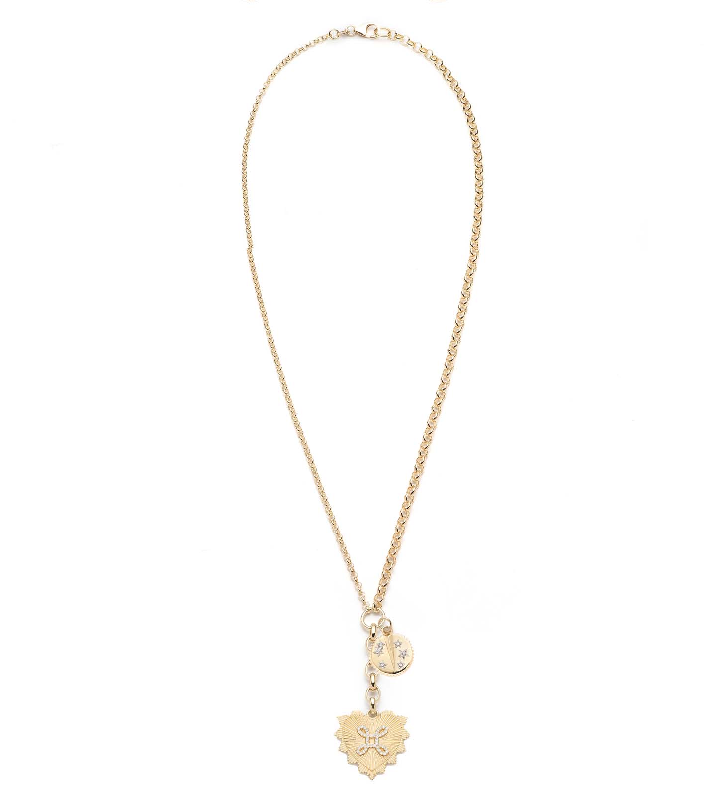 True Love - Resilience | Heart Love Token & Blossoms Medium Mixed Belcher Extension Necklace | Diamonds, Yellow Gold - Image 3