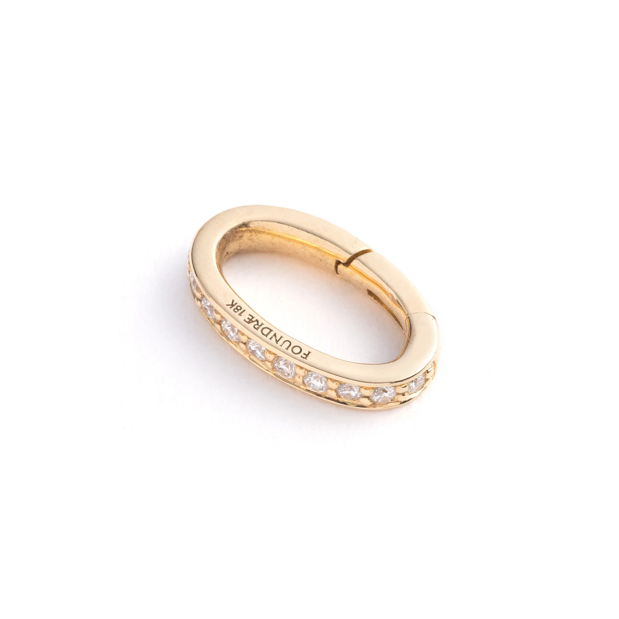 Necklace Connector | Medium Pavé Oval Annex Link | Diamonds, Yellow Gold - Image 3