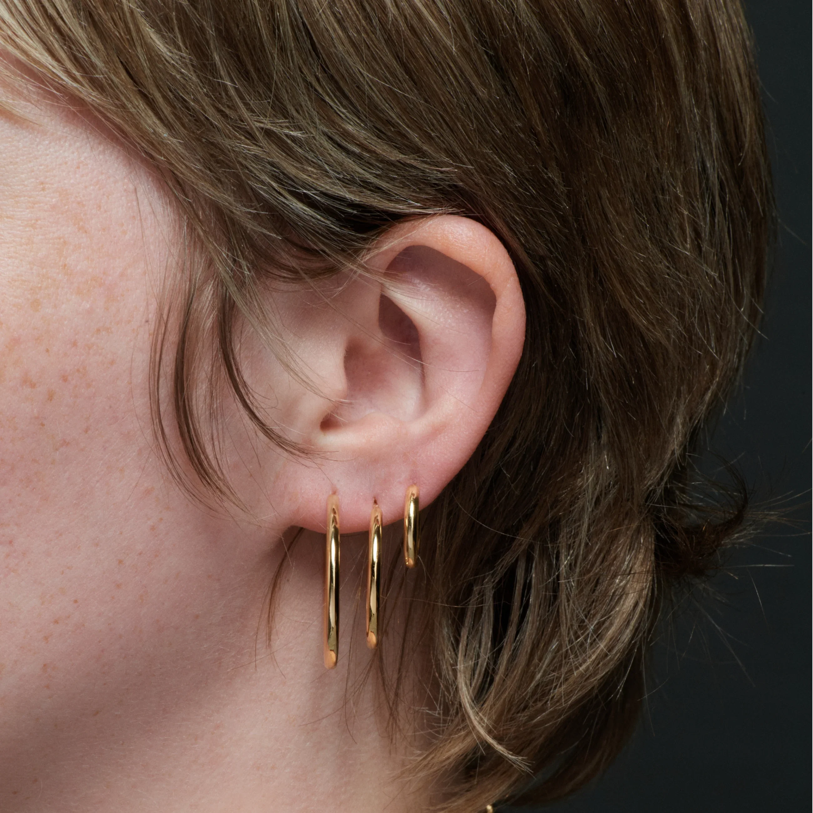Small Fob Earring | Yellow Gold - Image 2