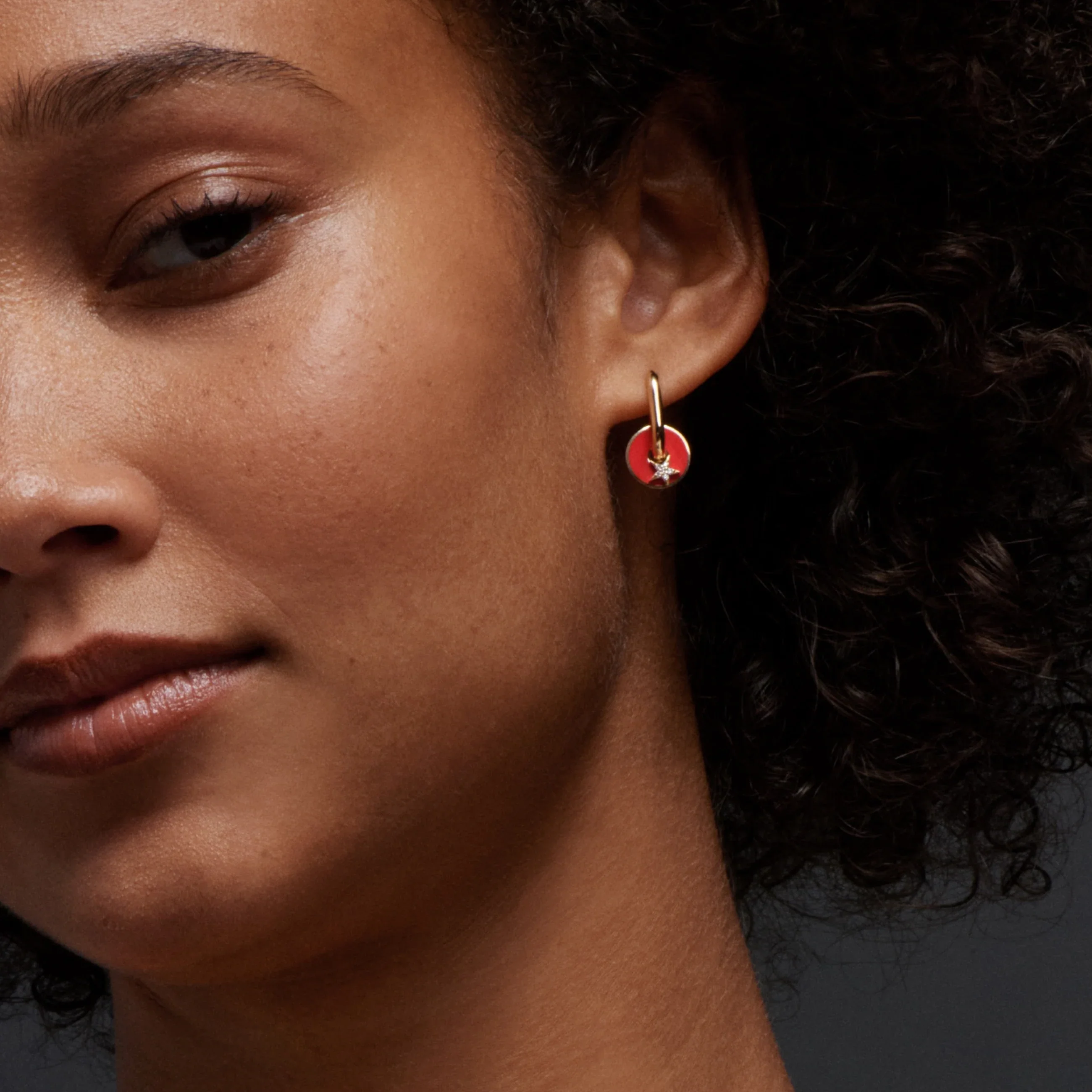 Small Fob Earring | Yellow Gold - Image 3
