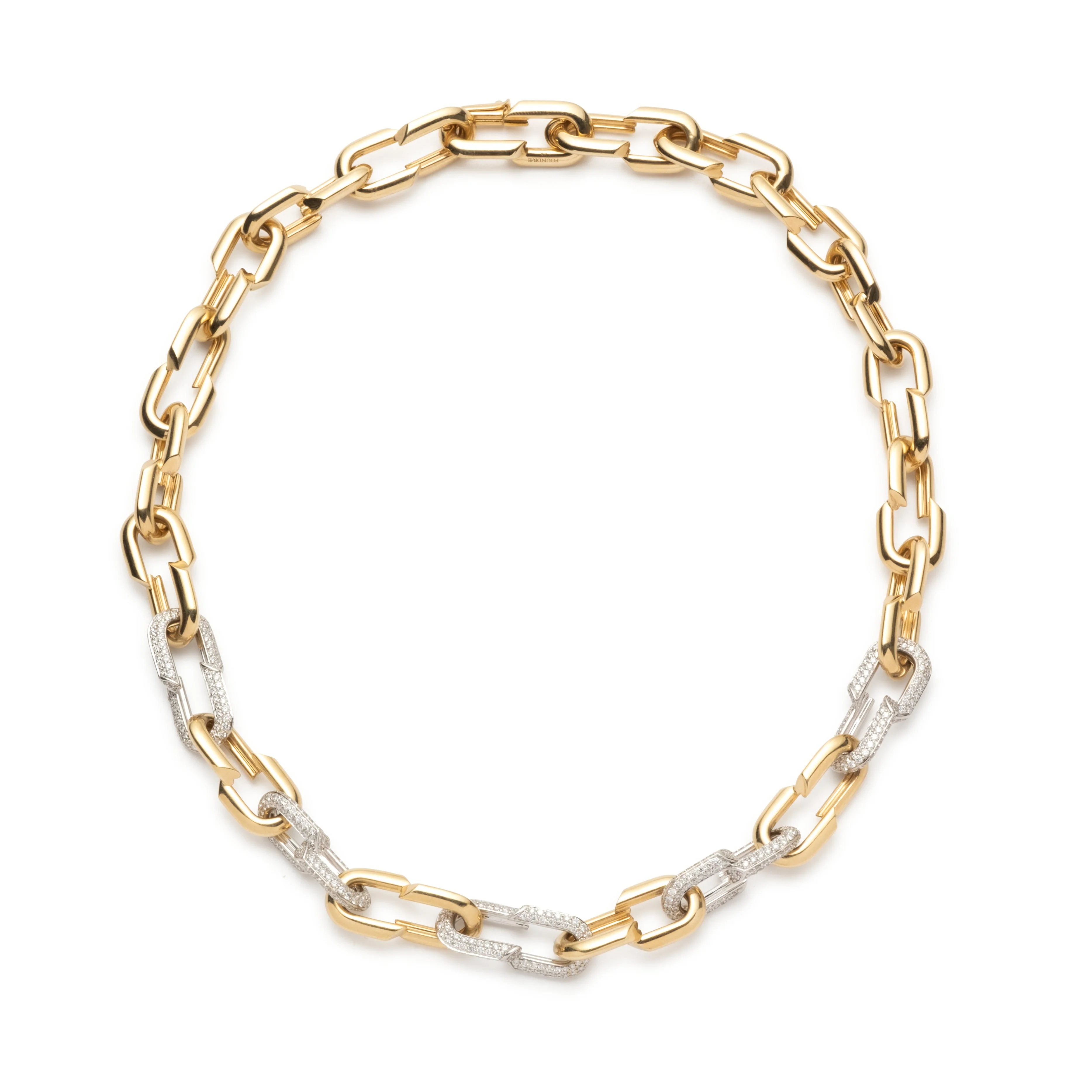 Strong Hearts | Medium Love Link Chain with Five Pavé Links | Diamonds, Yellow Gold - Image 2
