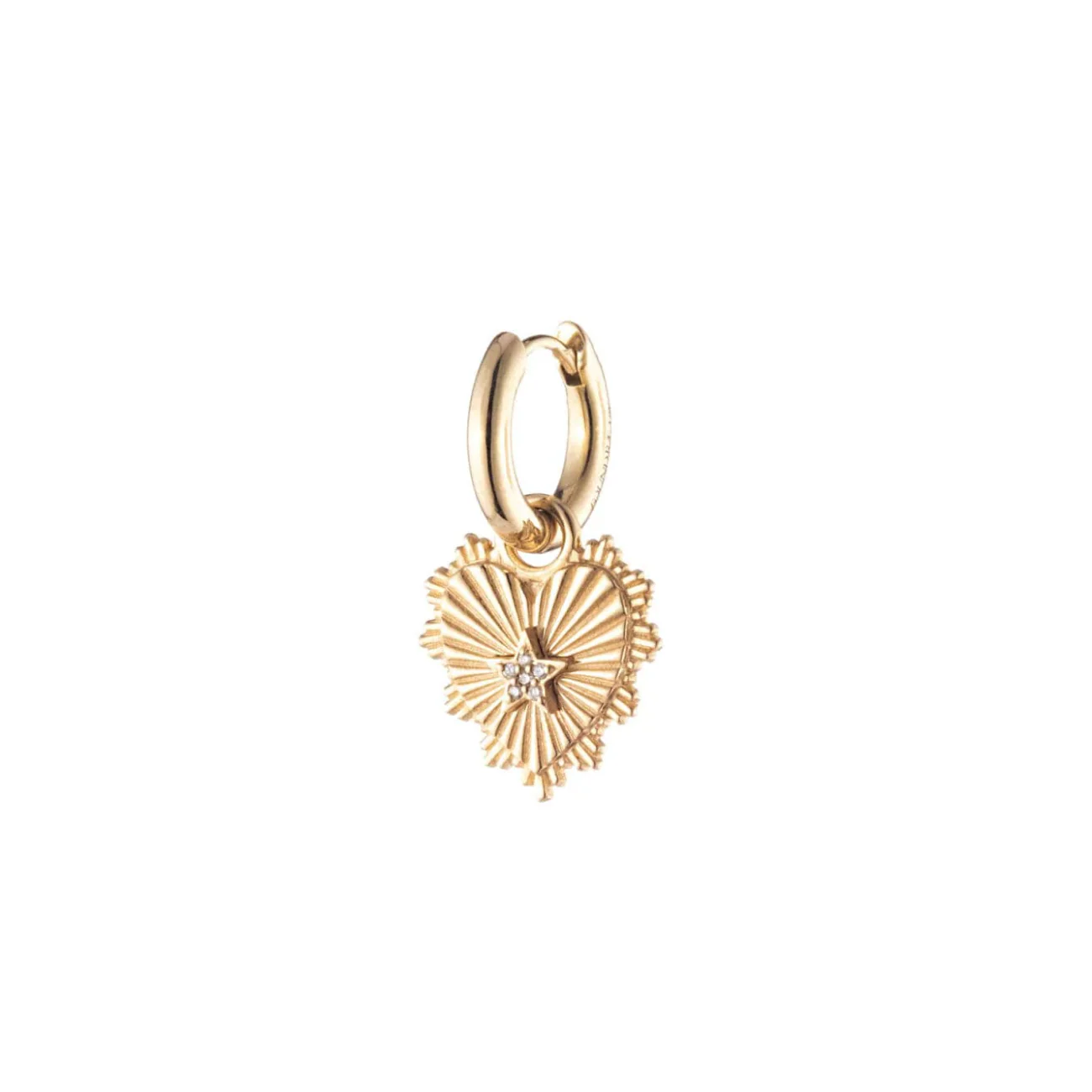 True Love | Heart Love Token Petite Chubby Hoop Earring | Diamonds, Yellow Gold