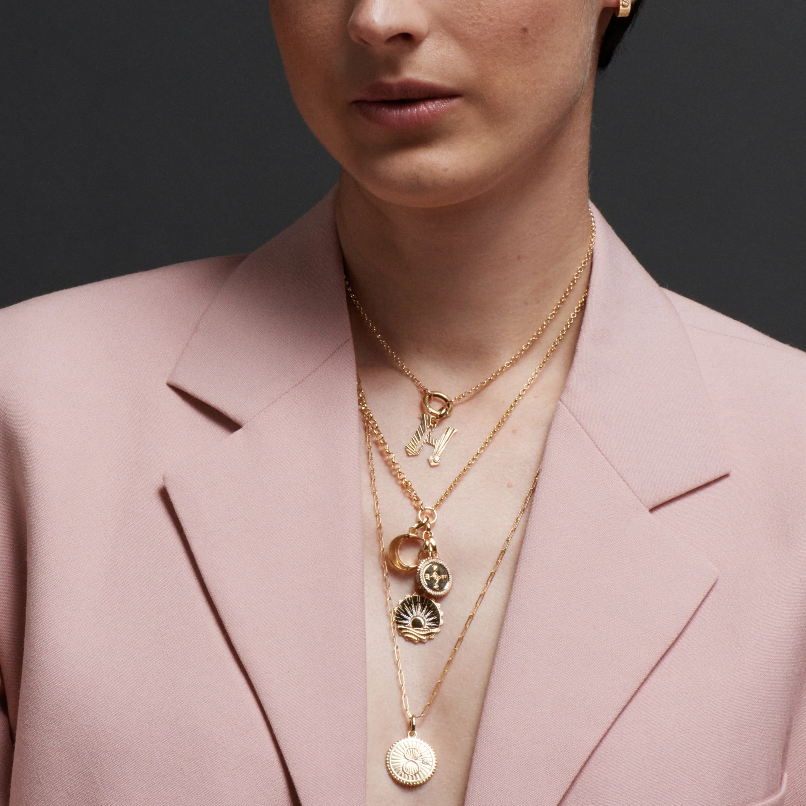 Internal Compass | New Beginnings and Compass Medium Mixed Belcher Extension Necklace | Diamonds, Yellow Gold - Image 2