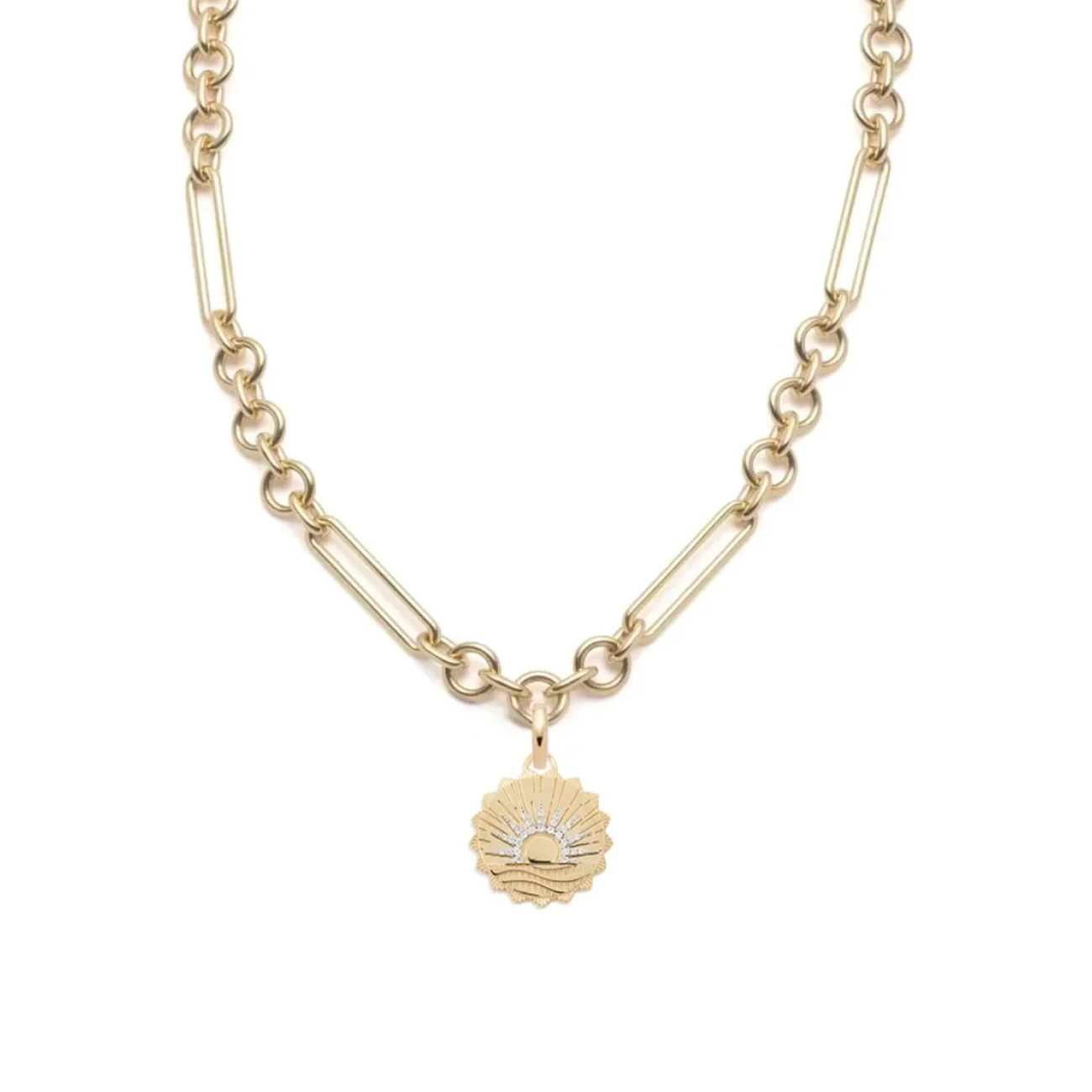 Internal Compass | New Beginnings Midsize Mixed Clip Necklace | Diamonds, Yellow Gold