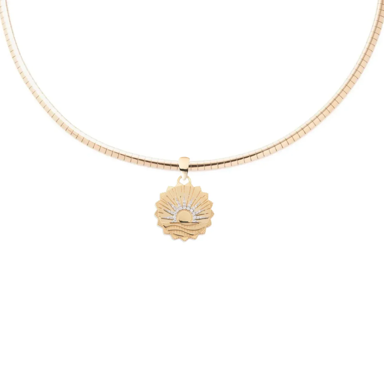 Internal Compass | New Beginnings Small Sleek Collar Necklace | Diamonds, Yellow Gold