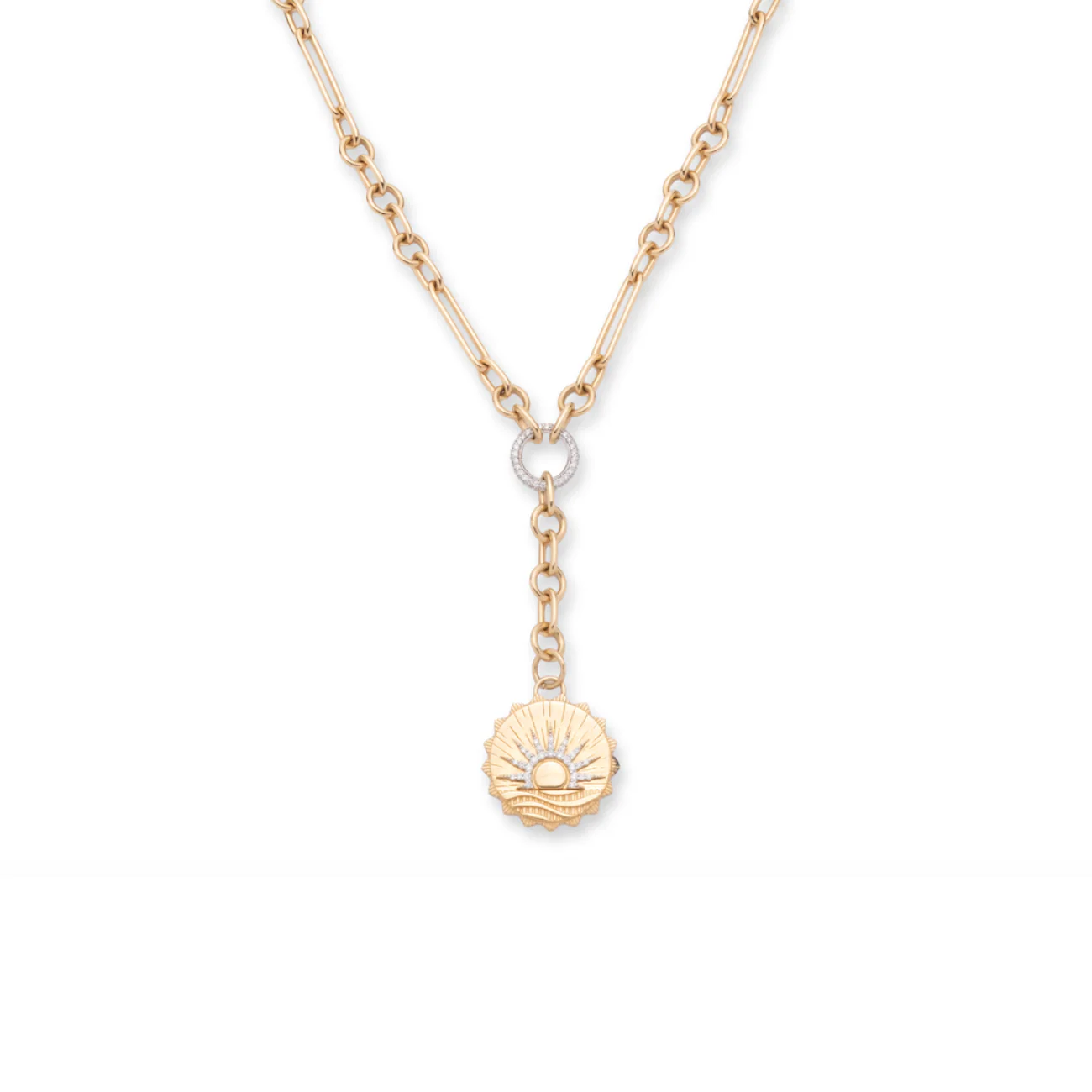 Internal Compass | New Beginnings Small Mixed Clip Extension Necklace | Diamonds, Yellow Gold - Image 4
