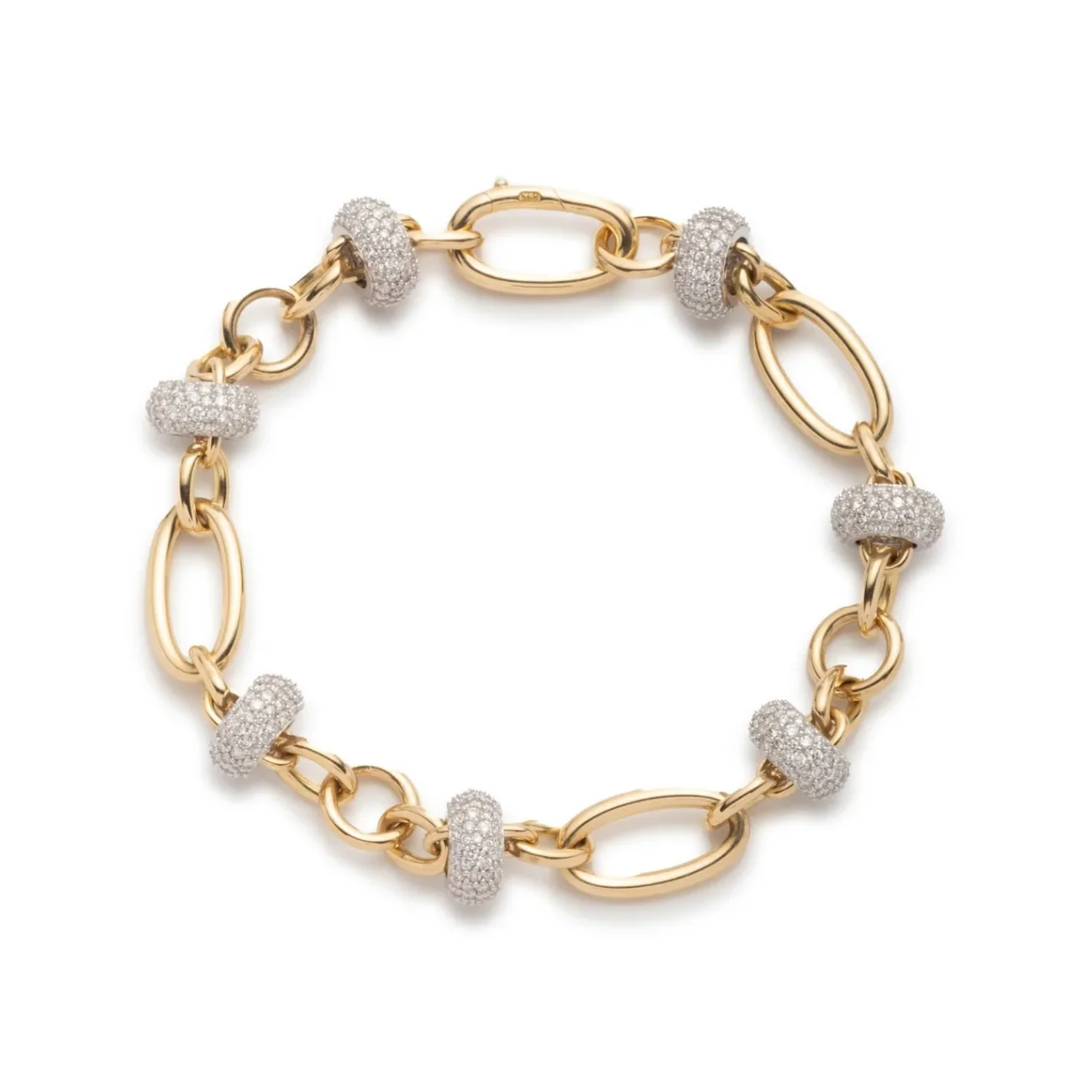 Mixed Link | Pavé Orbit Bracelet | Diamonds, Yellow Gold