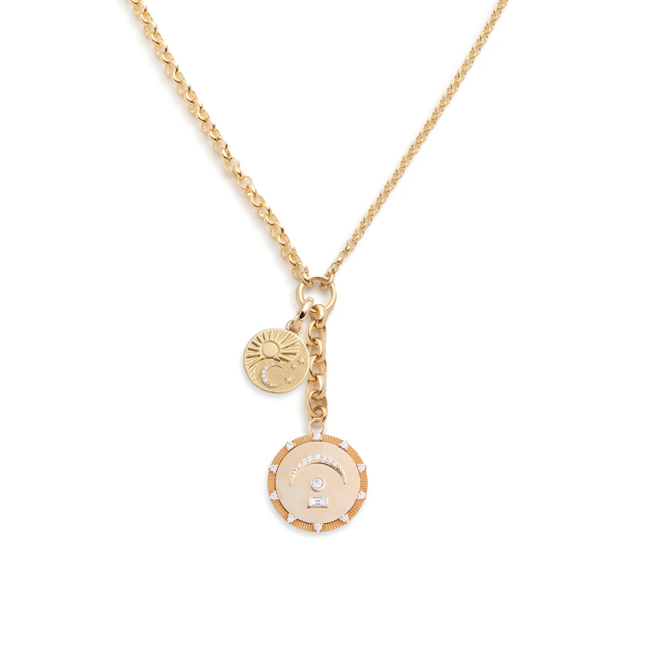 Internal Compass - Wholeness | Pause and Balance Medium Mixed Belcher Extension Necklace | Diamonds, Yellow Gold