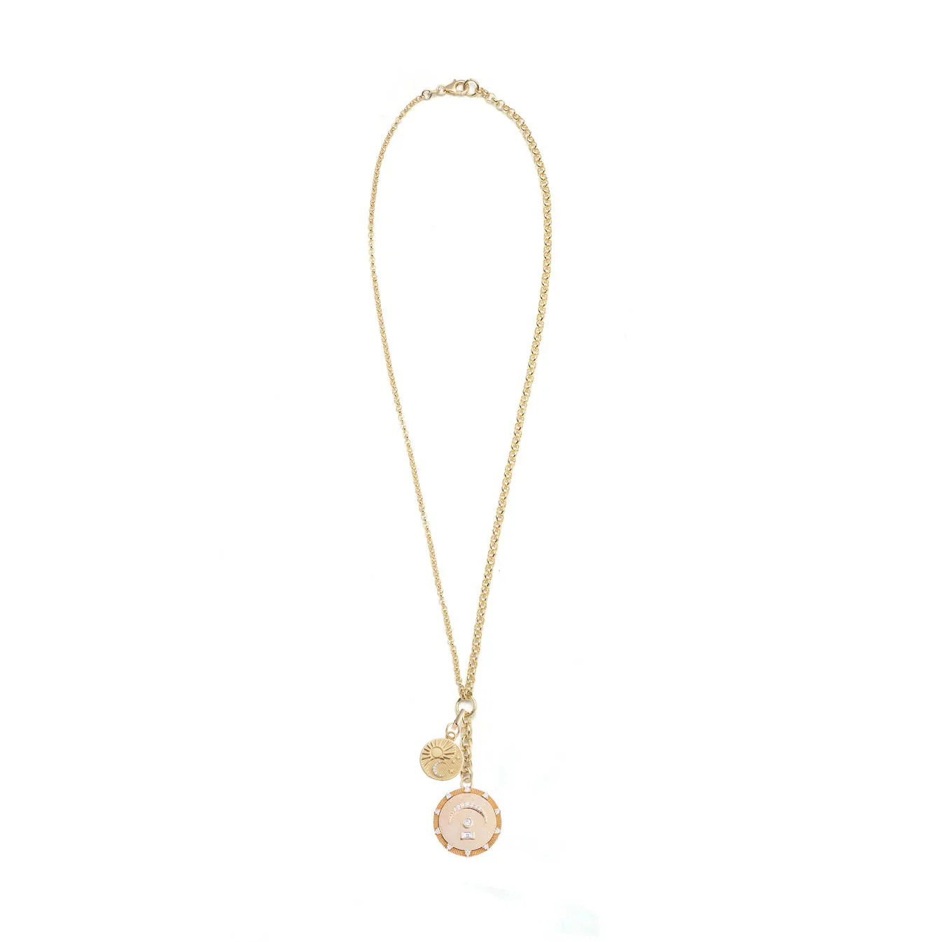 Internal Compass - Wholeness | Pause and Balance Medium Mixed Belcher Extension Necklace | Diamonds, Yellow Gold - Image 2