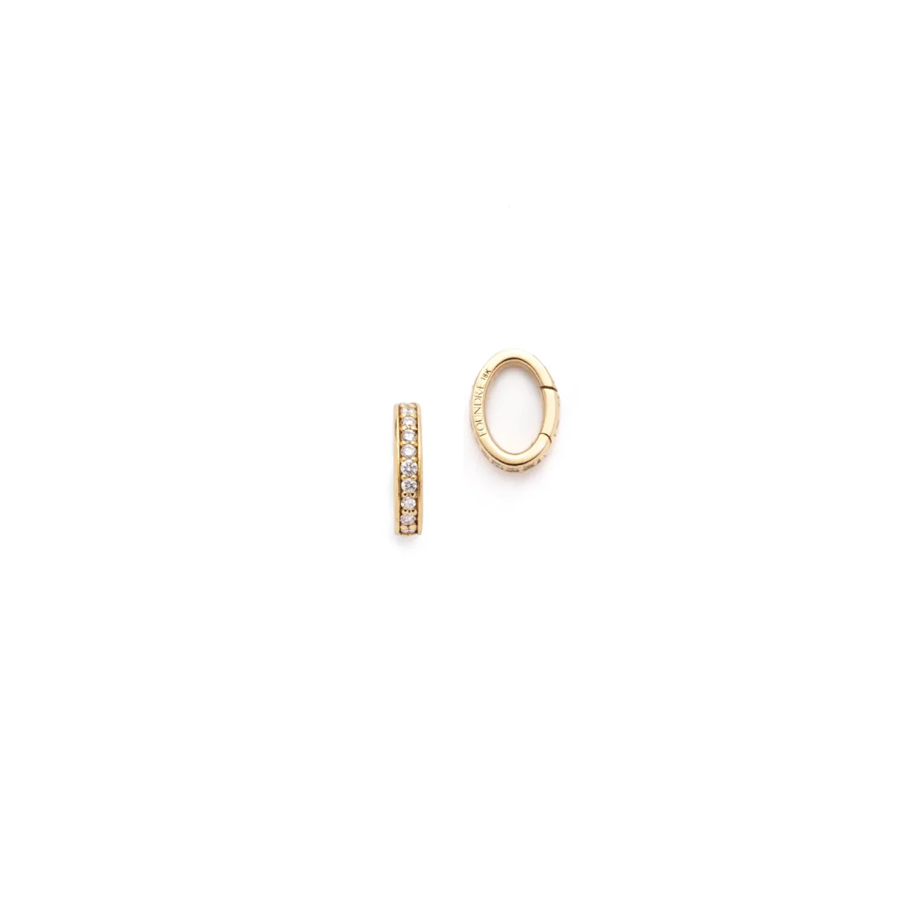 Necklace Connector | Small Pavé Oval Annex Link | Diamonds, Yellow Gold