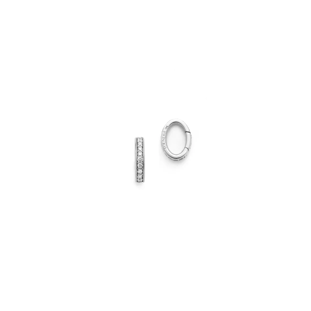 Necklace Connector | Small Pavé Oval Annex Link | Diamonds, White Gold