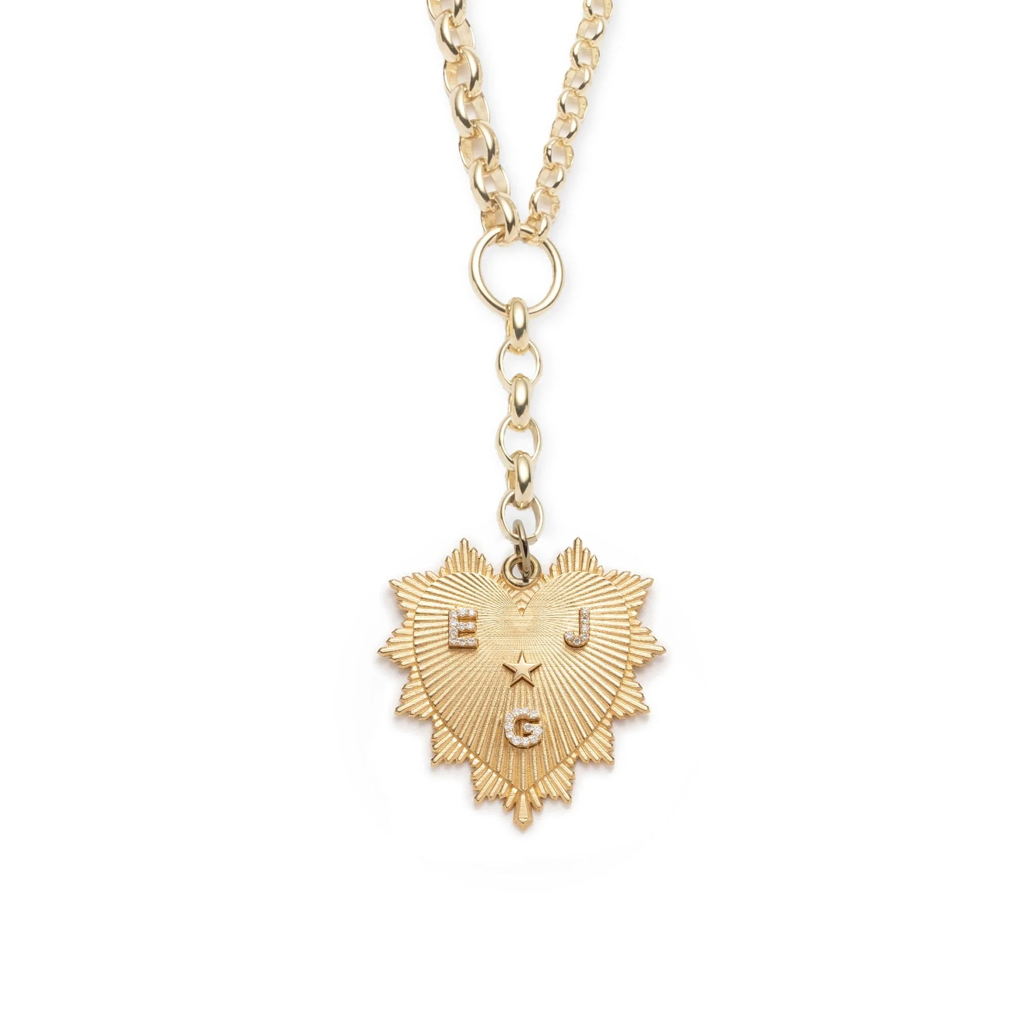 Personalized - True Love | Custom Heart Love Token Heavy Mixed Belcher Extension Necklace | Diamonds, Yellow Gold - Image 7