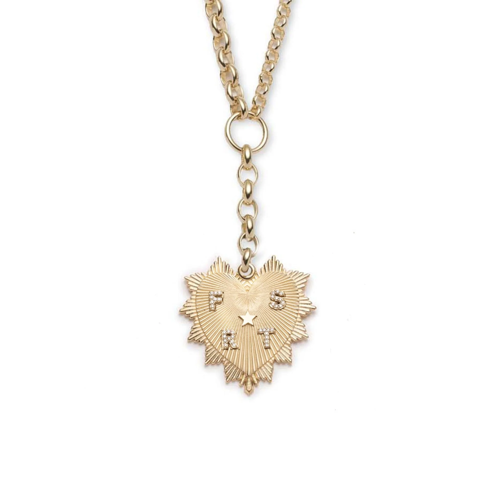 Personalized - True Love | Custom Heart Love Token Heavy Mixed Belcher Extension Necklace | Diamonds, Yellow Gold - Image 8