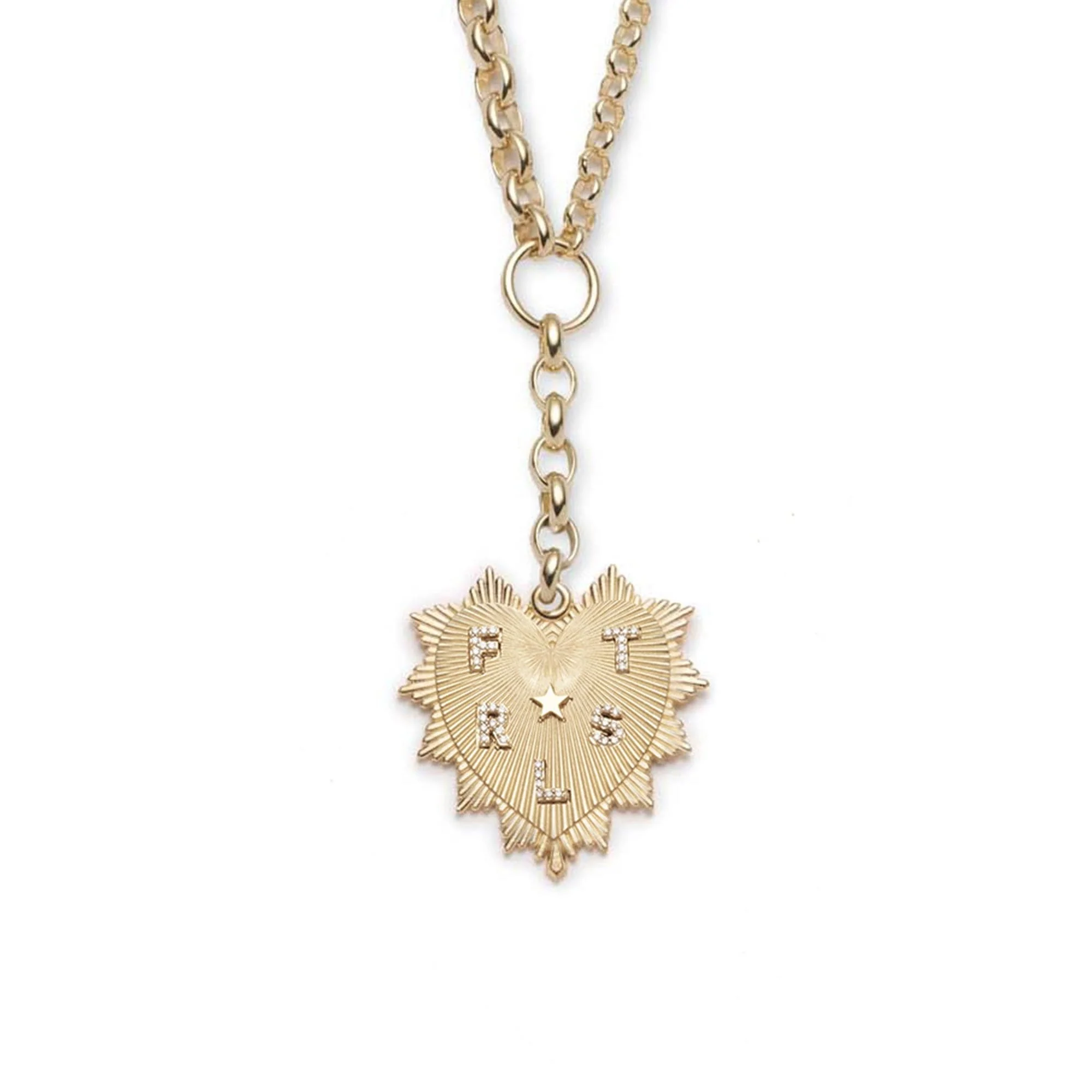 Personalized - True Love | Custom Heart Love Token Heavy Mixed Belcher Extension Necklace | Diamonds, Yellow Gold - Image 9