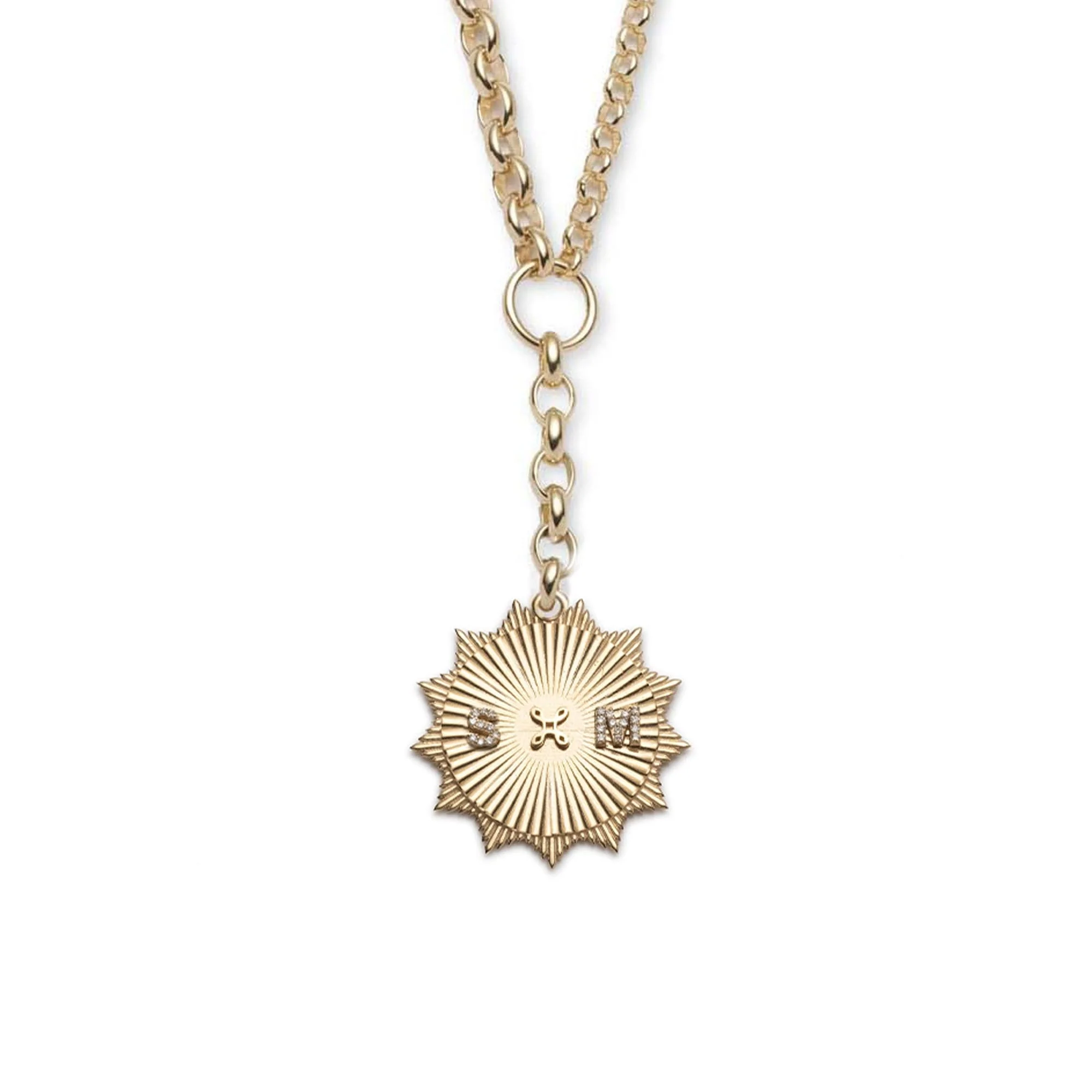 Personalized | Custom Radiating Heavy Mixed Belcher Extension Necklace | Diamonds, Yellow Gold - Image 5