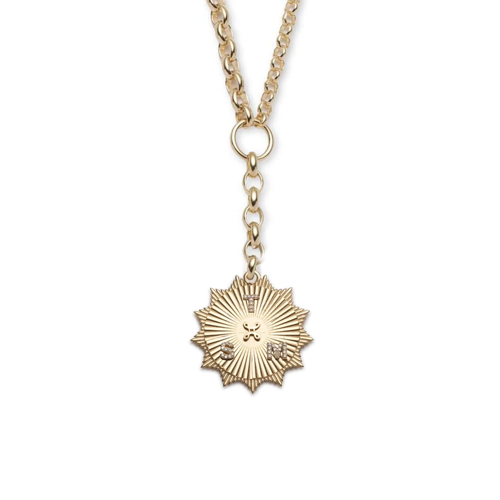 Personalized | Custom Radiating Heavy Mixed Belcher Extension Necklace | Diamonds, Yellow Gold - Image 6