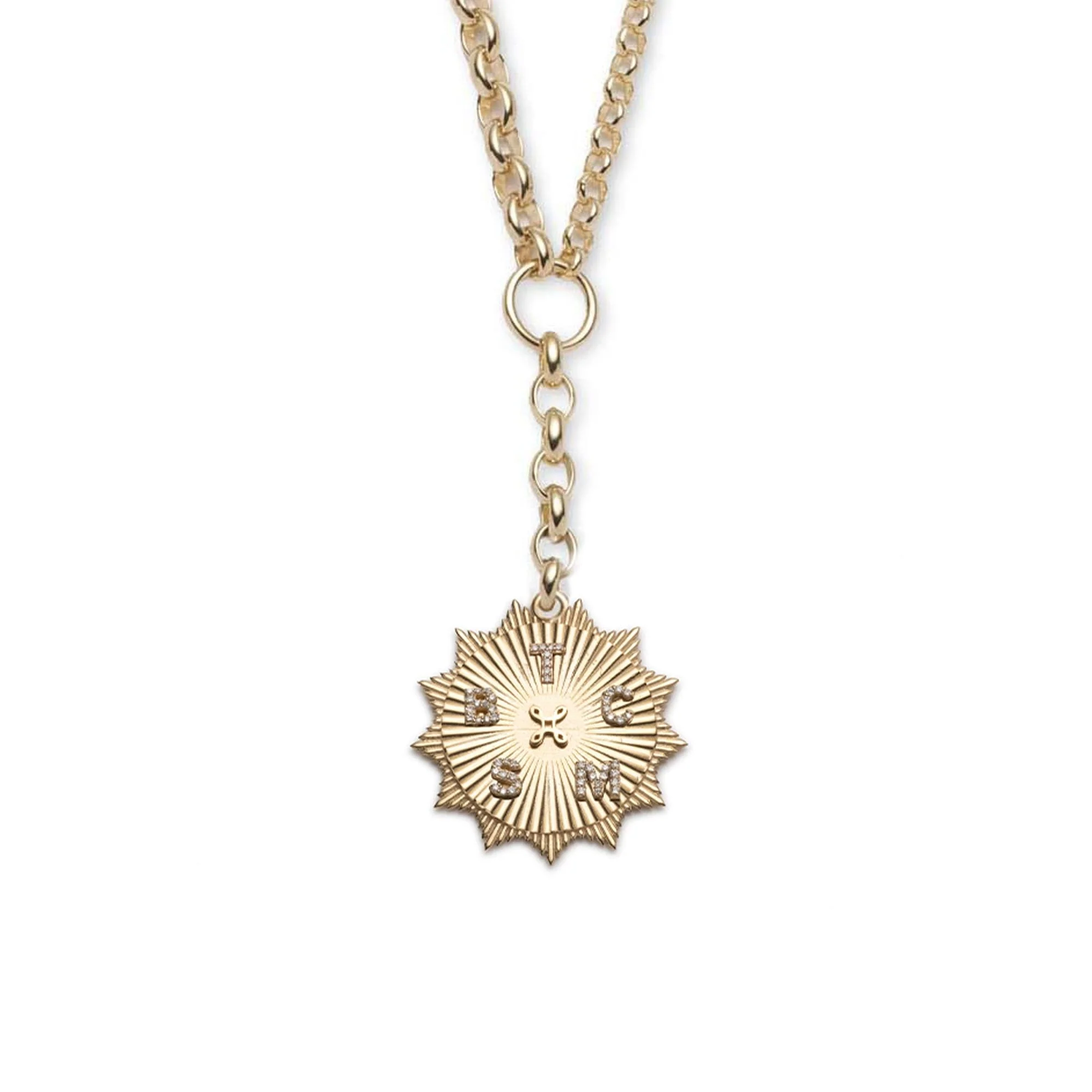 Personalized | Custom Radiating Heavy Mixed Belcher Extension Necklace | Diamonds, Yellow Gold - Image 7