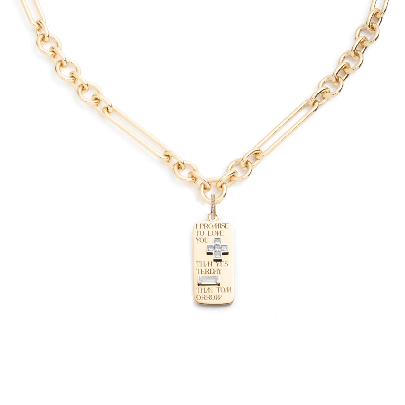 True Love | Promise Ingot Midsize Mixed Clip Necklace | Diamonds, Yellow Gold