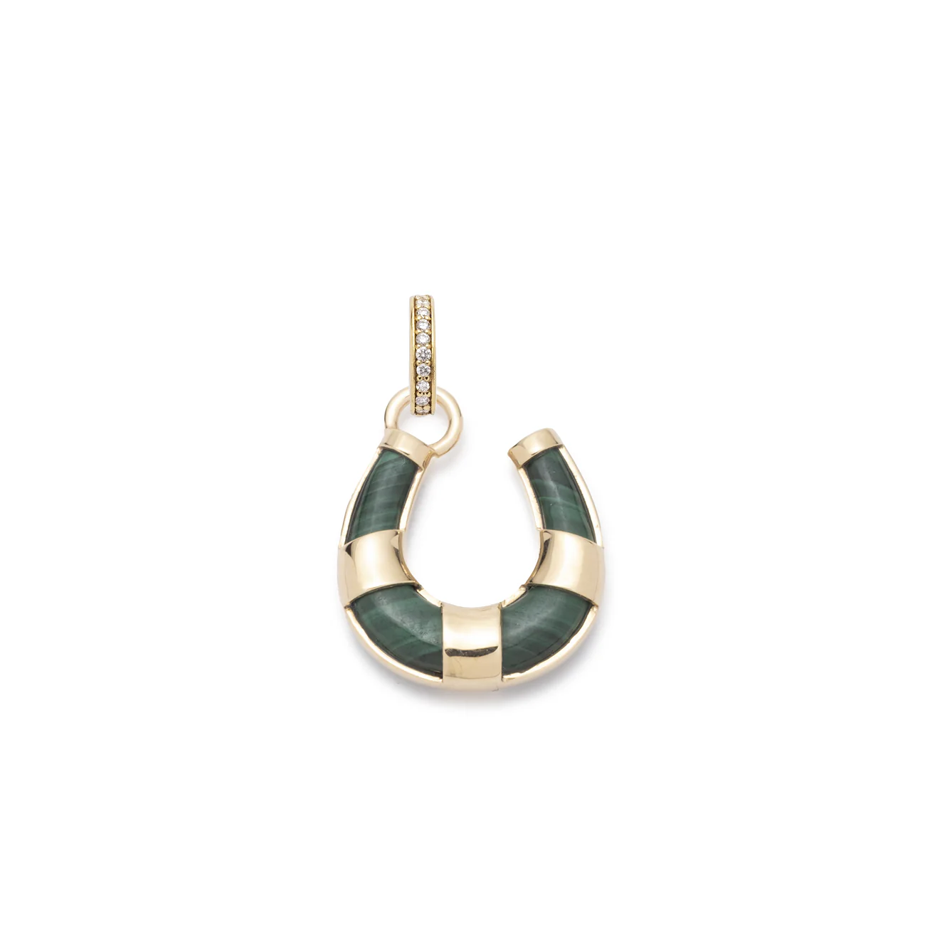 Protection | Horseshoe Miniature Pendant | Malachite, Yellow Gold - Image 3