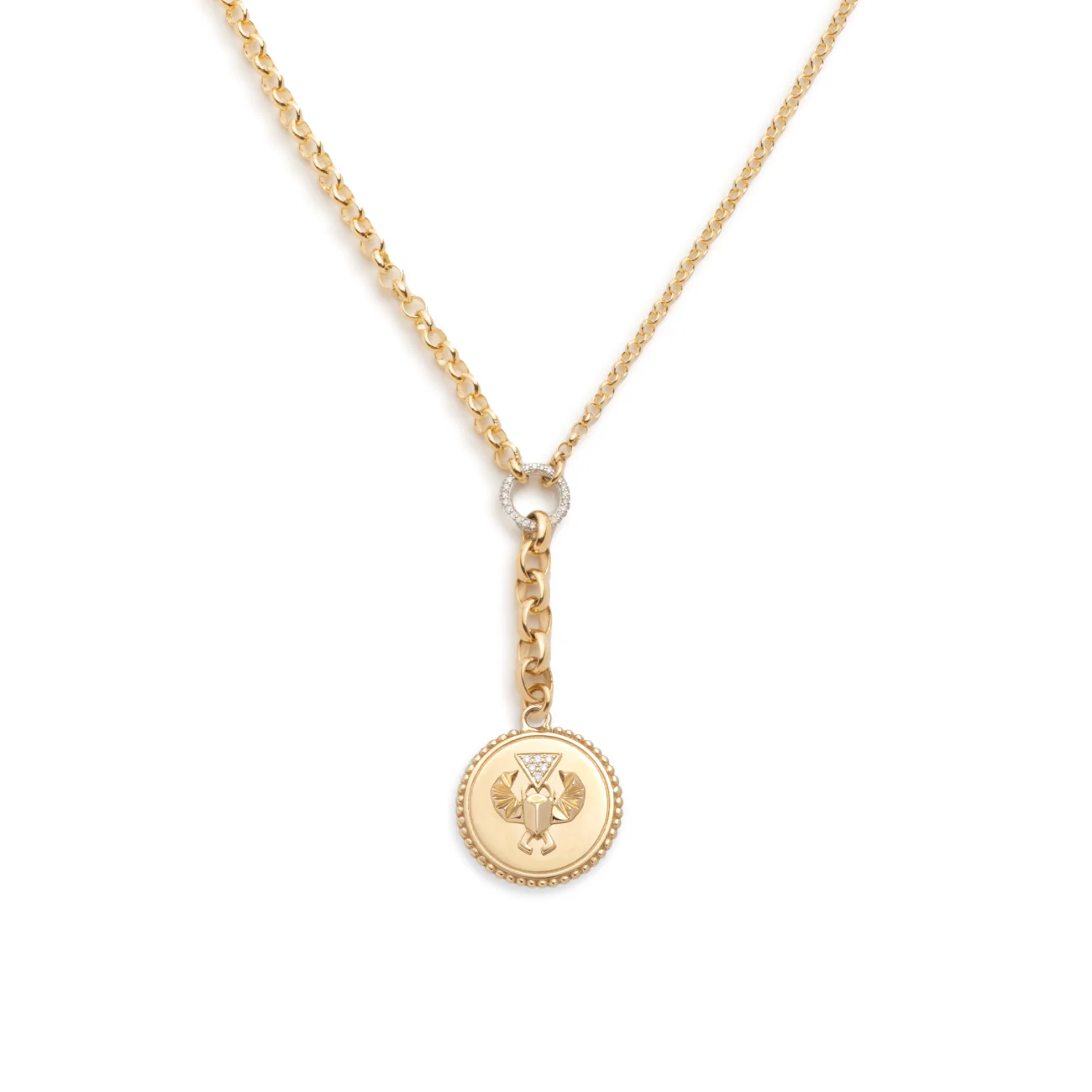 Protection | Medium Mixed Belcher Extension Necklace | Diamonds, Yellow Gold - Image 3