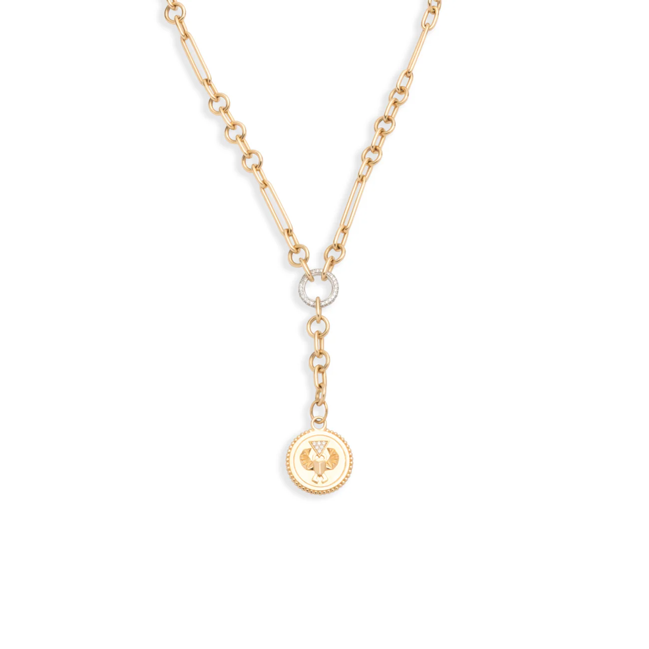 Protection | Small Mixed Clip Extension Necklace | Diamonds, Yellow Gold - Image 3