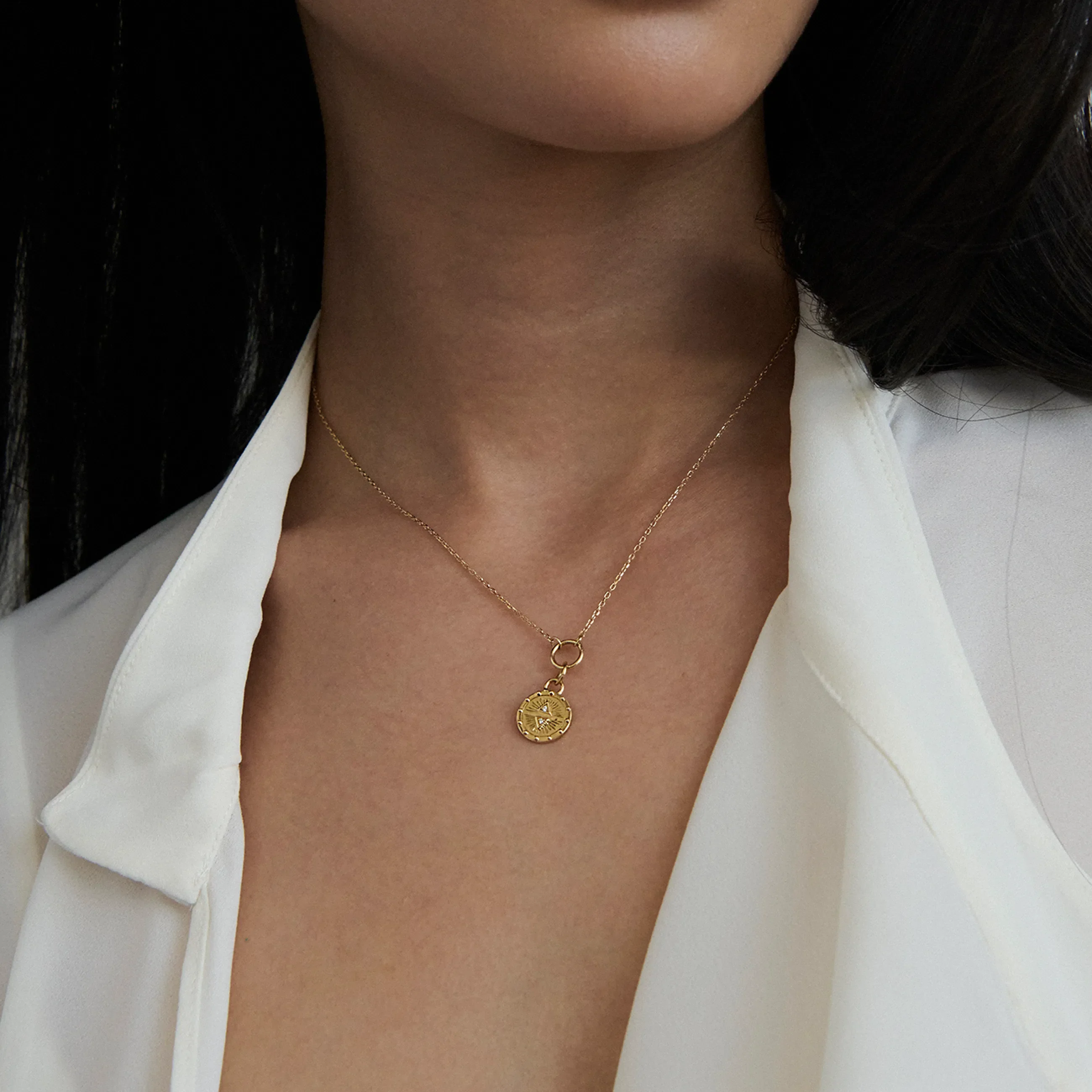 Protection | Thread Necklace | Diamonds, Yellow Gold - Image 2