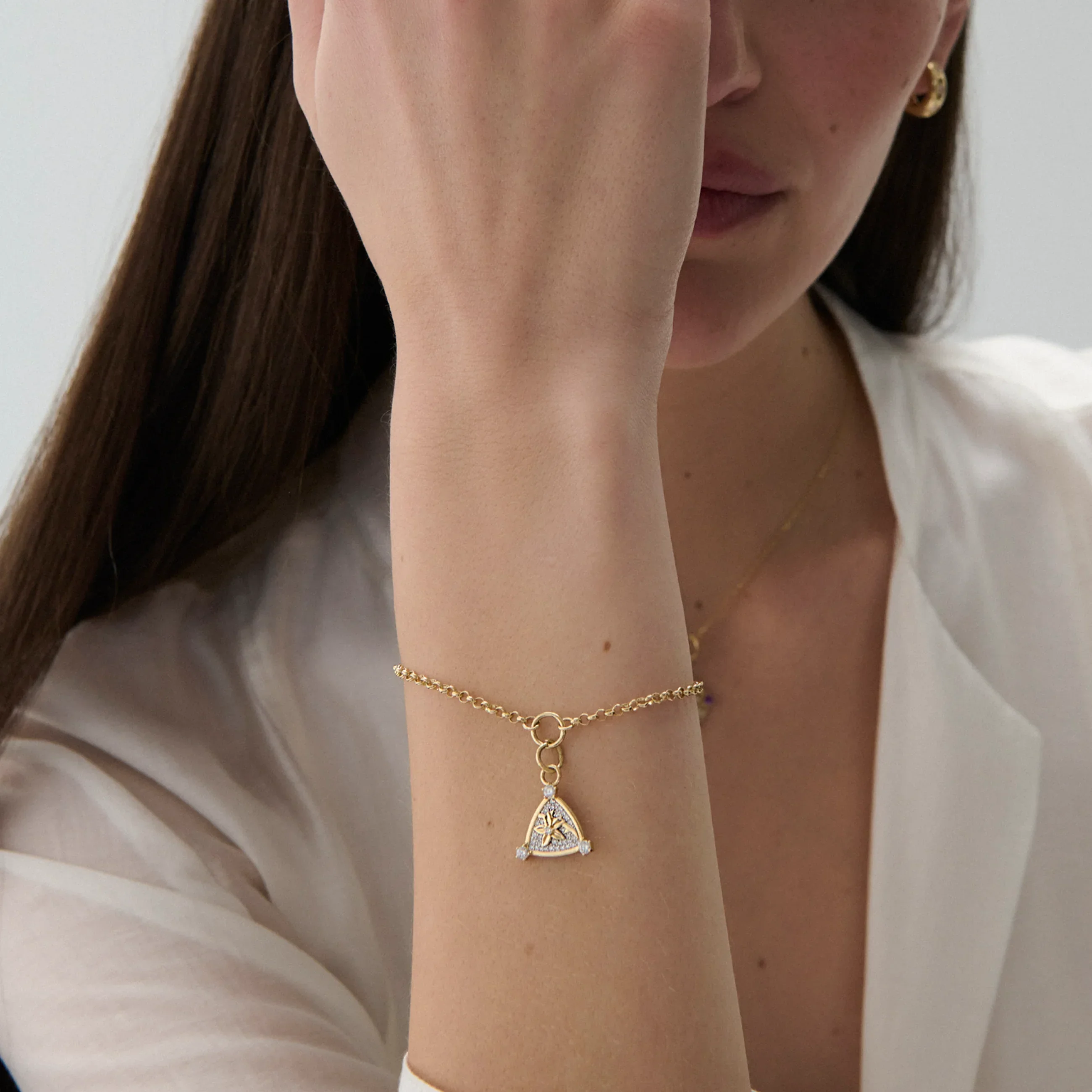Resilience | Blossom Small Belcher Bracelet | Diamonds, Yellow Gold - Image 2