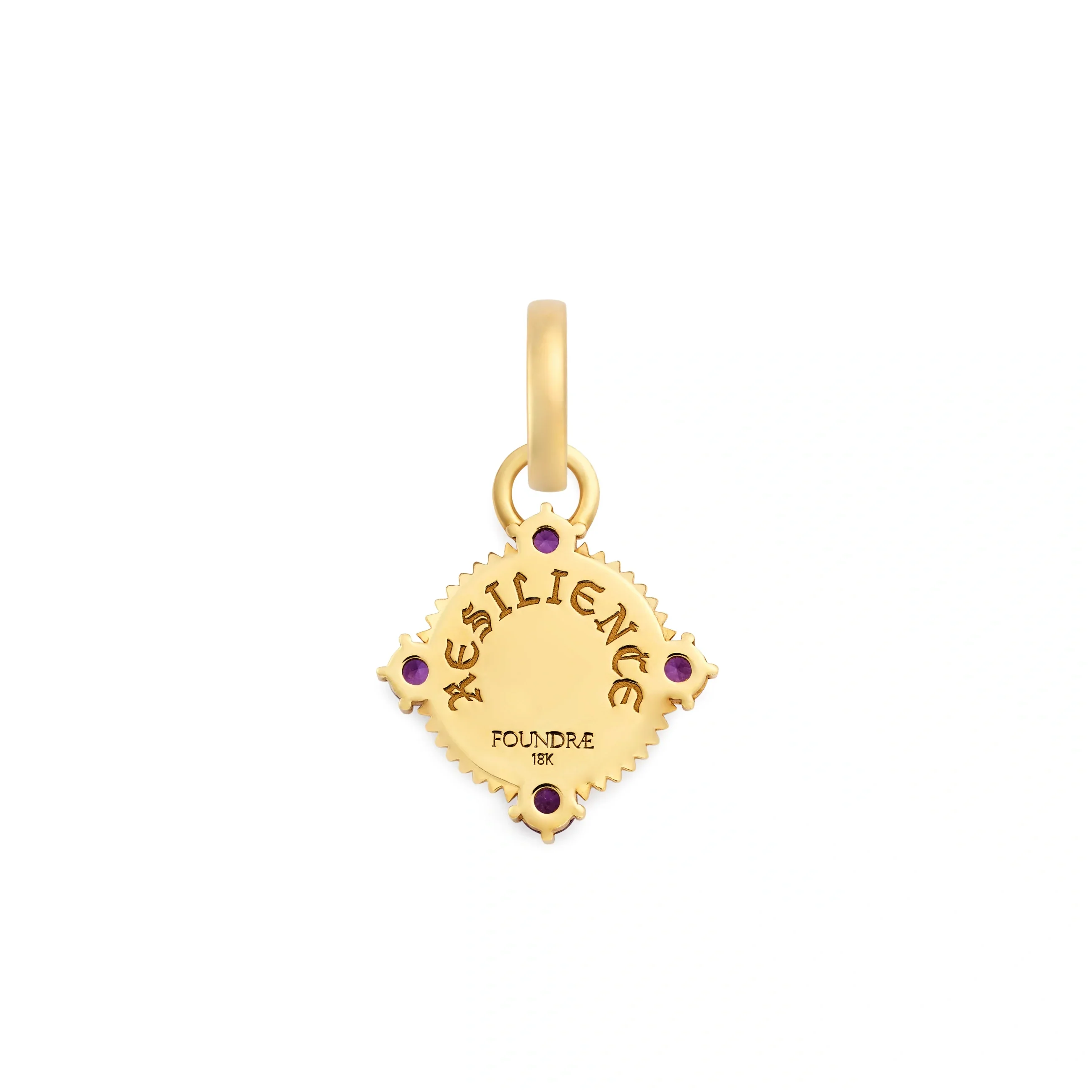 Resilience | Blossoms Gemstone Miniature Medallion | Diamonds, Amethyst, Yellow Gold, White Gold - Image 3