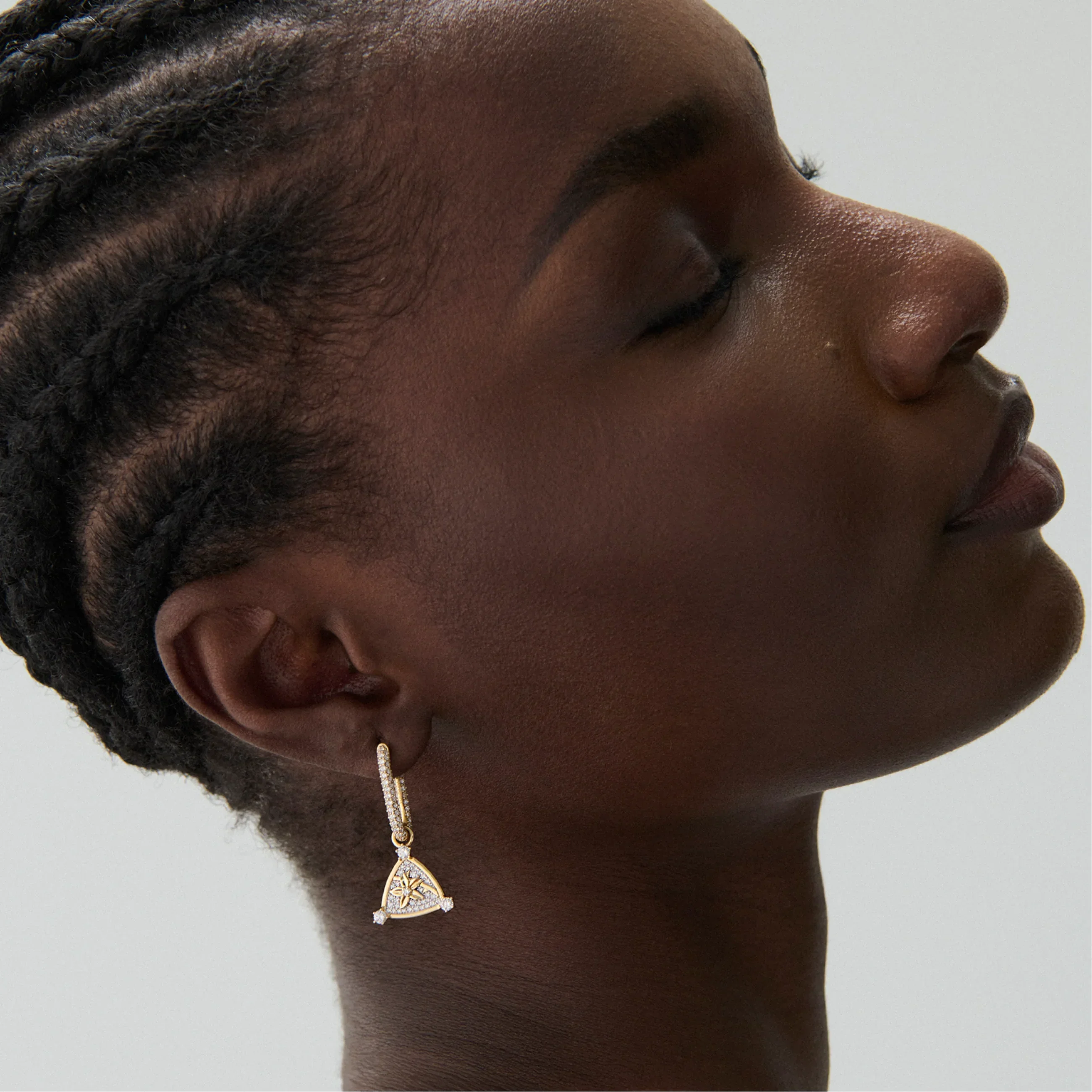 Resilience | Blossoms Petite Pavé Chubby Fob Earring | Diamonds, Mixed Gold - Image 2