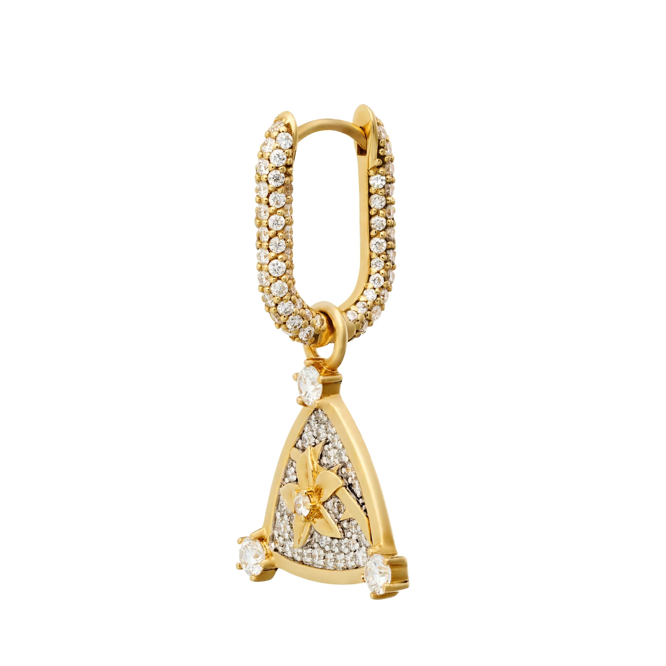 Resilience | Blossoms Petite Pavé Chubby Fob Earring | Diamonds, Mixed Gold - Image 3