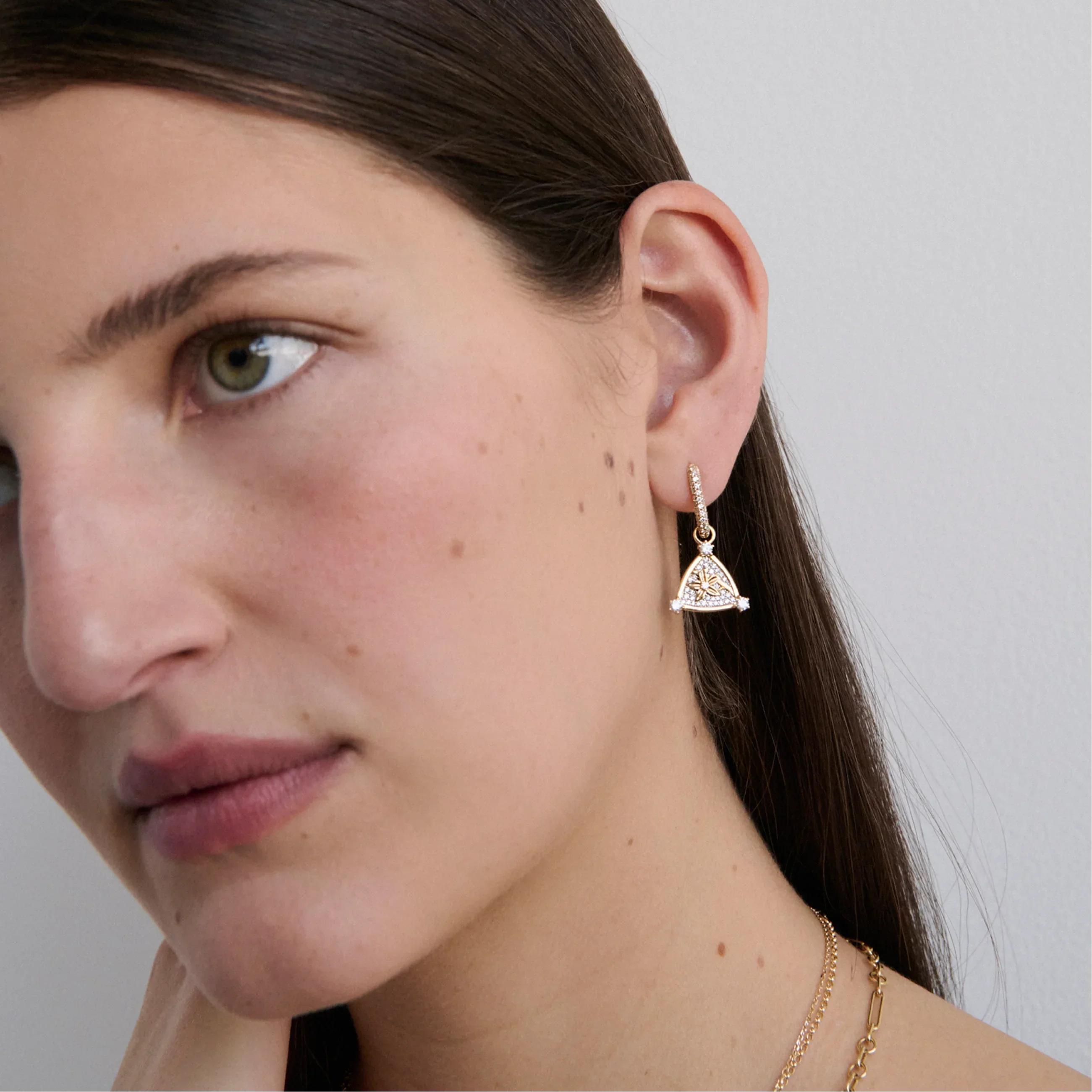Resilience | Blossoms Petite Pavé Chubby Fob Earring | Diamonds, Mixed Gold - Image 4