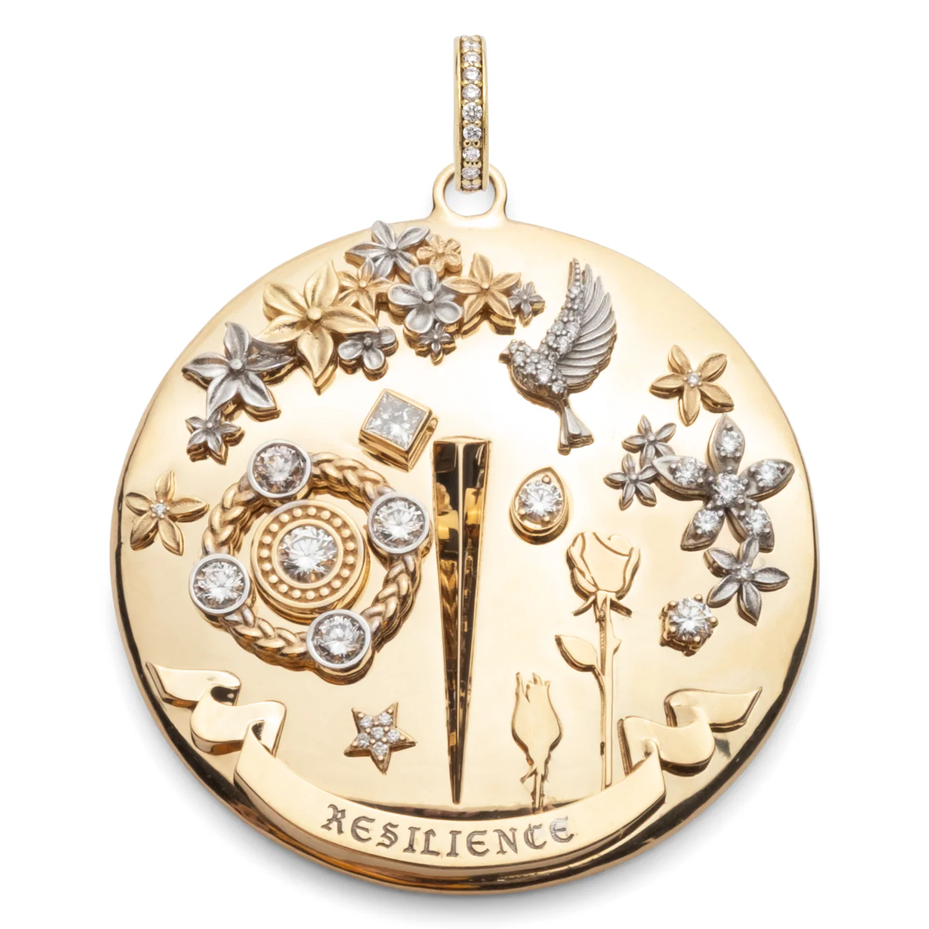 Resilience | Blossoms Grande Dame Medallion | Diamonds, Yellow Gold - Image 3