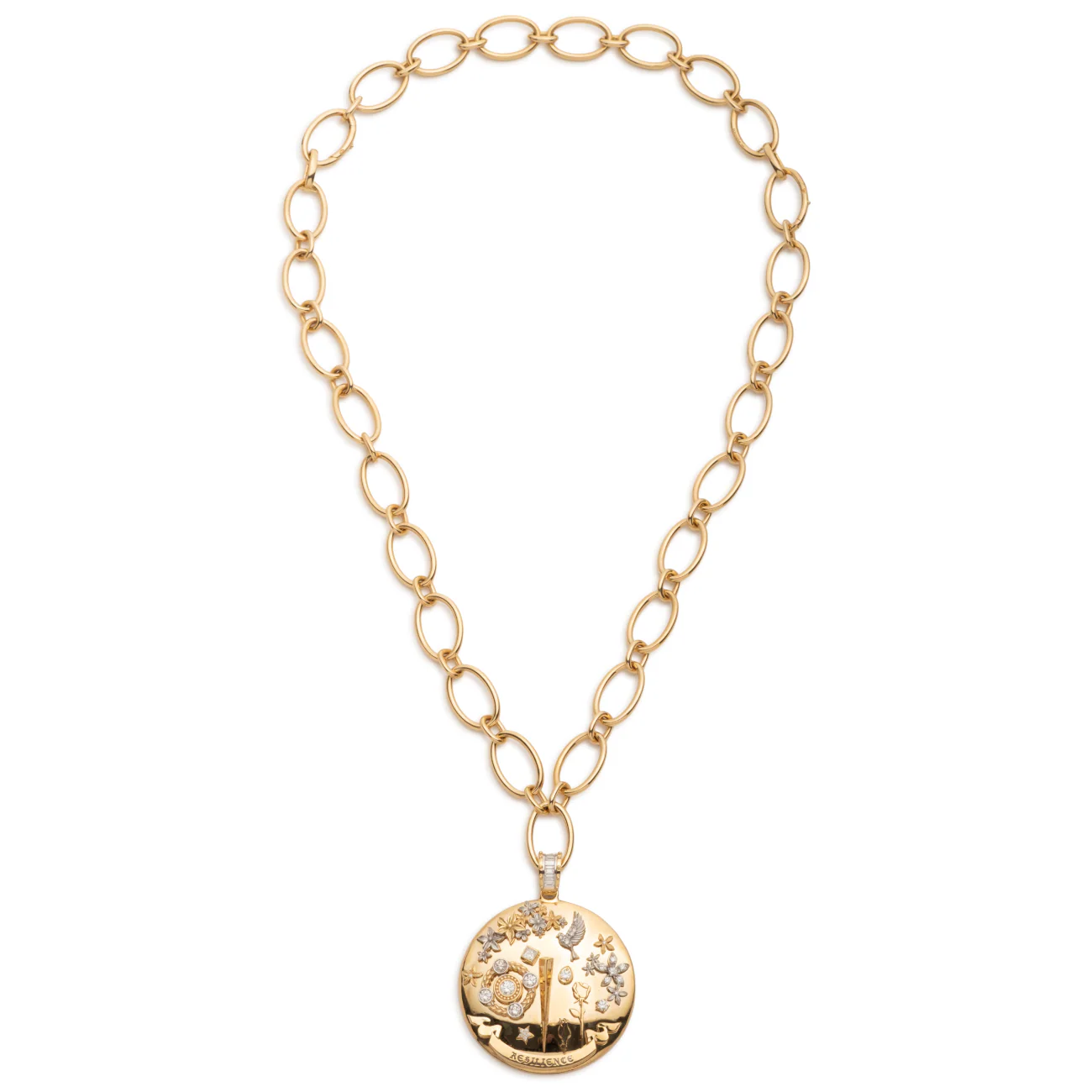 Resilience | Blossoms Grande Dame Oval Link Necklace | Diamonds, Yellow Gold - Image 3