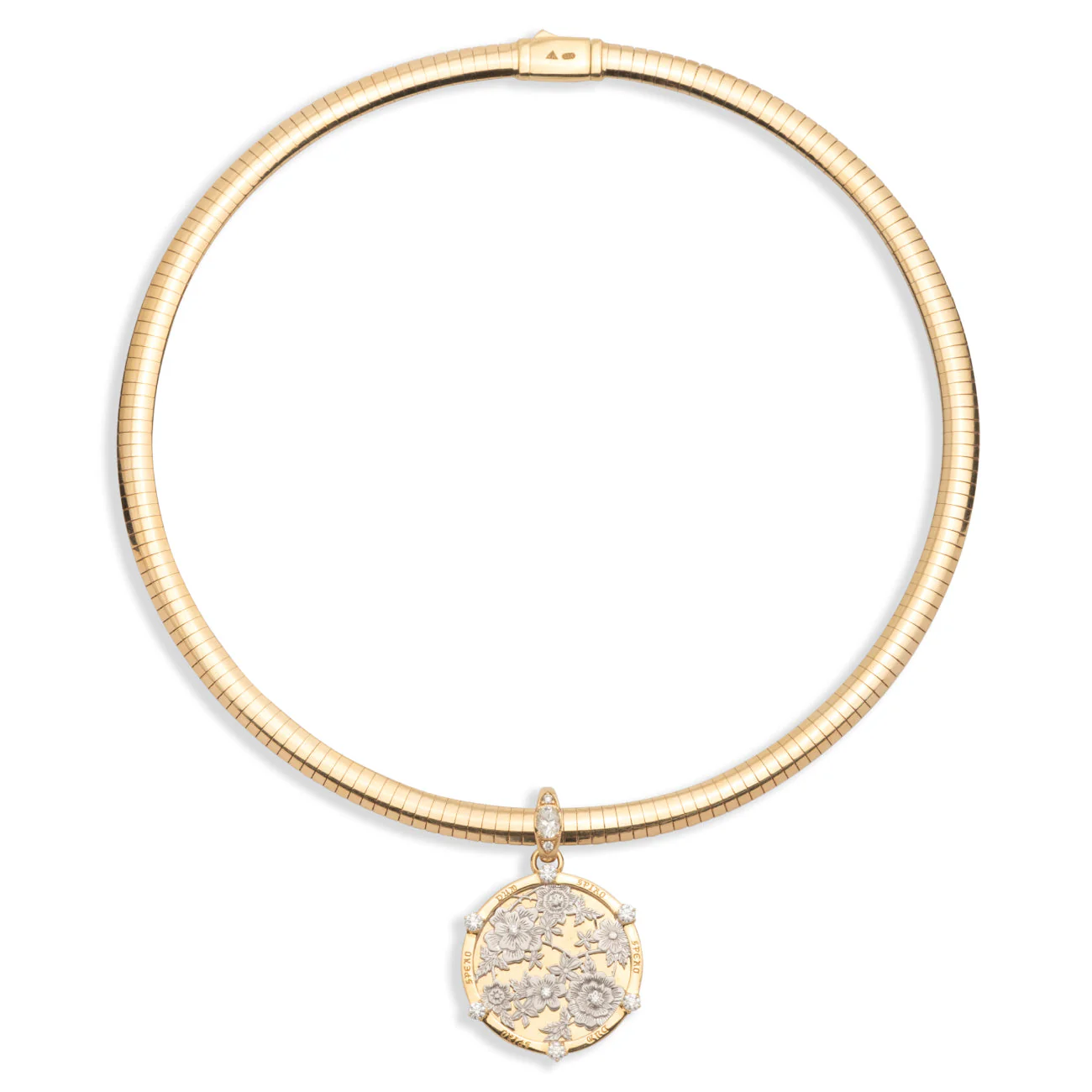 Resilience | Floral Screen Medium Sleek Collar Necklace | Diamonds, Mixed Gold - Image 3